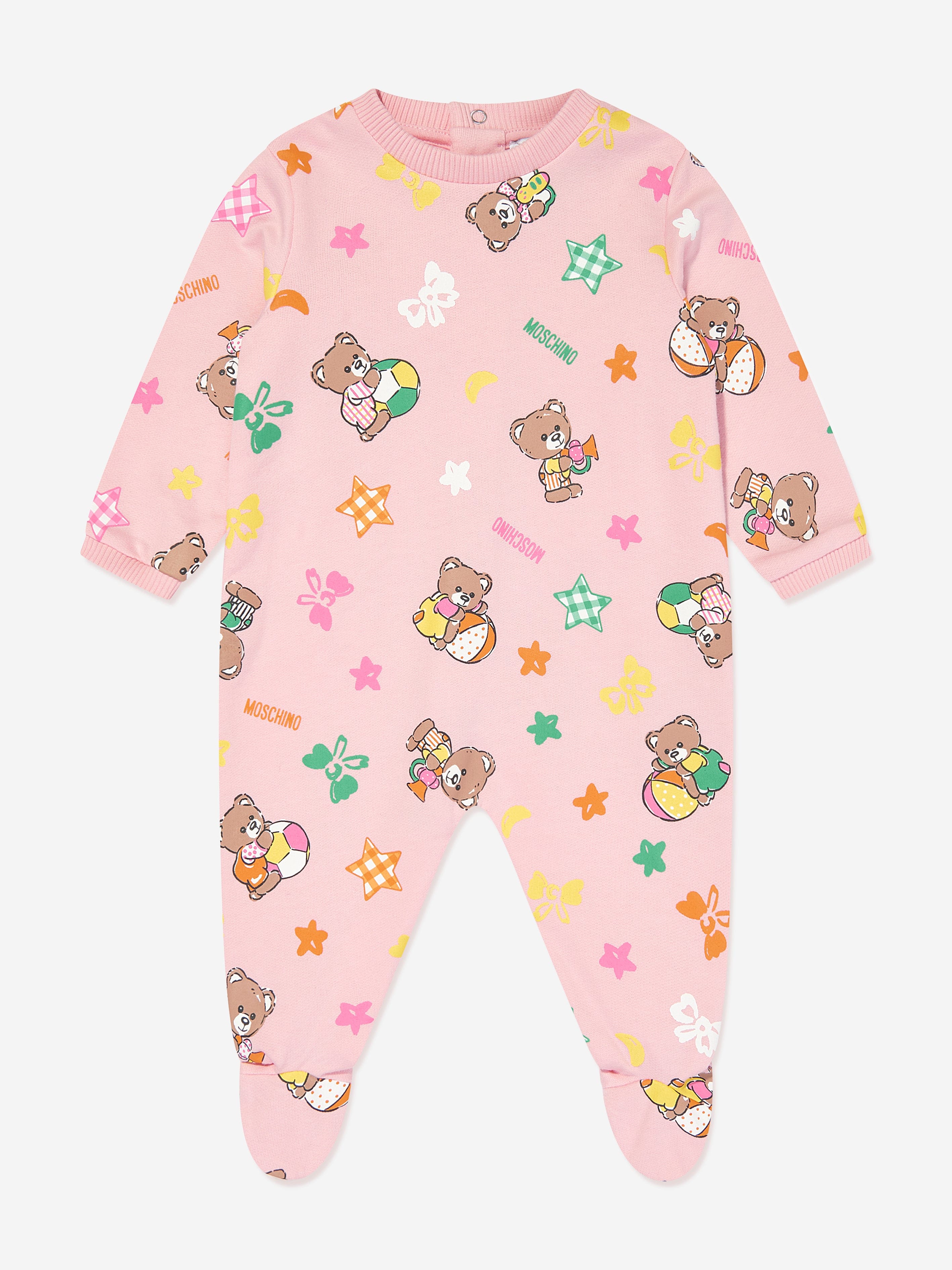 Moschino Baby Girls Teddy Bear Babygrow in Pink