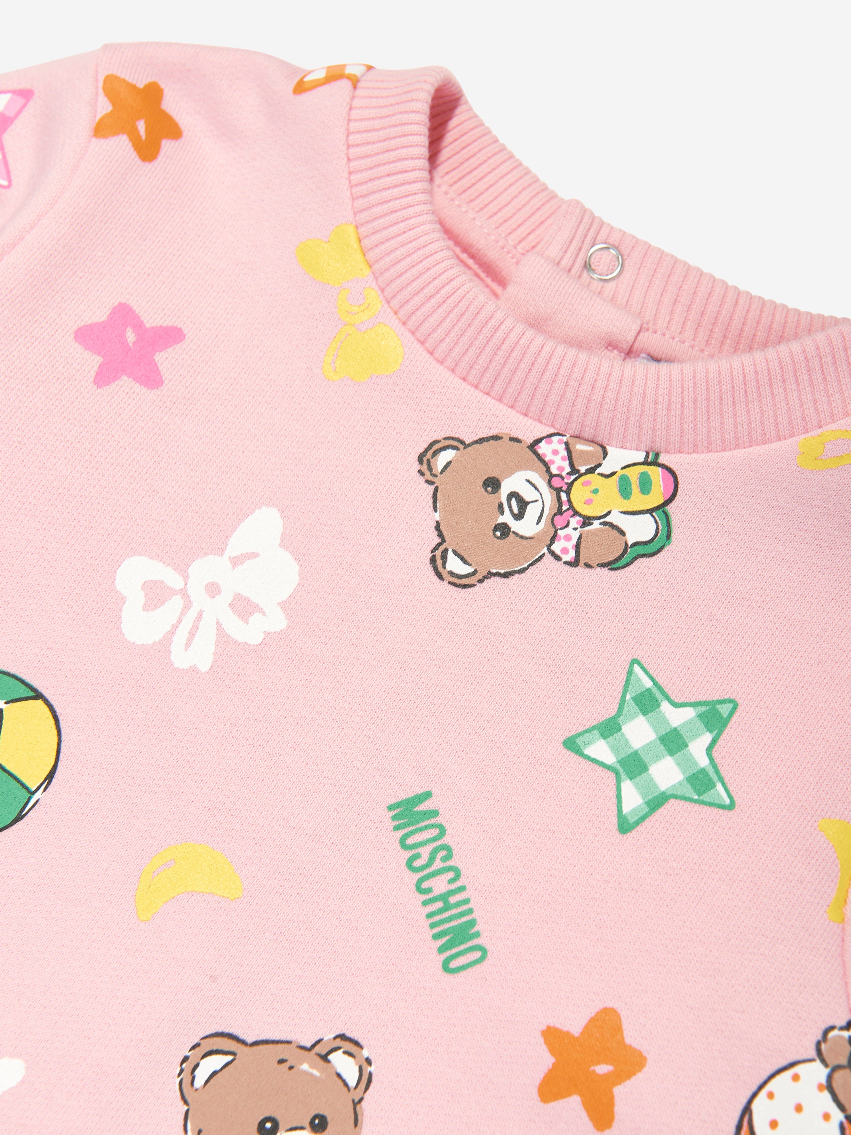 Moschino Baby Girls Teddy Bear Babygrow in Pink