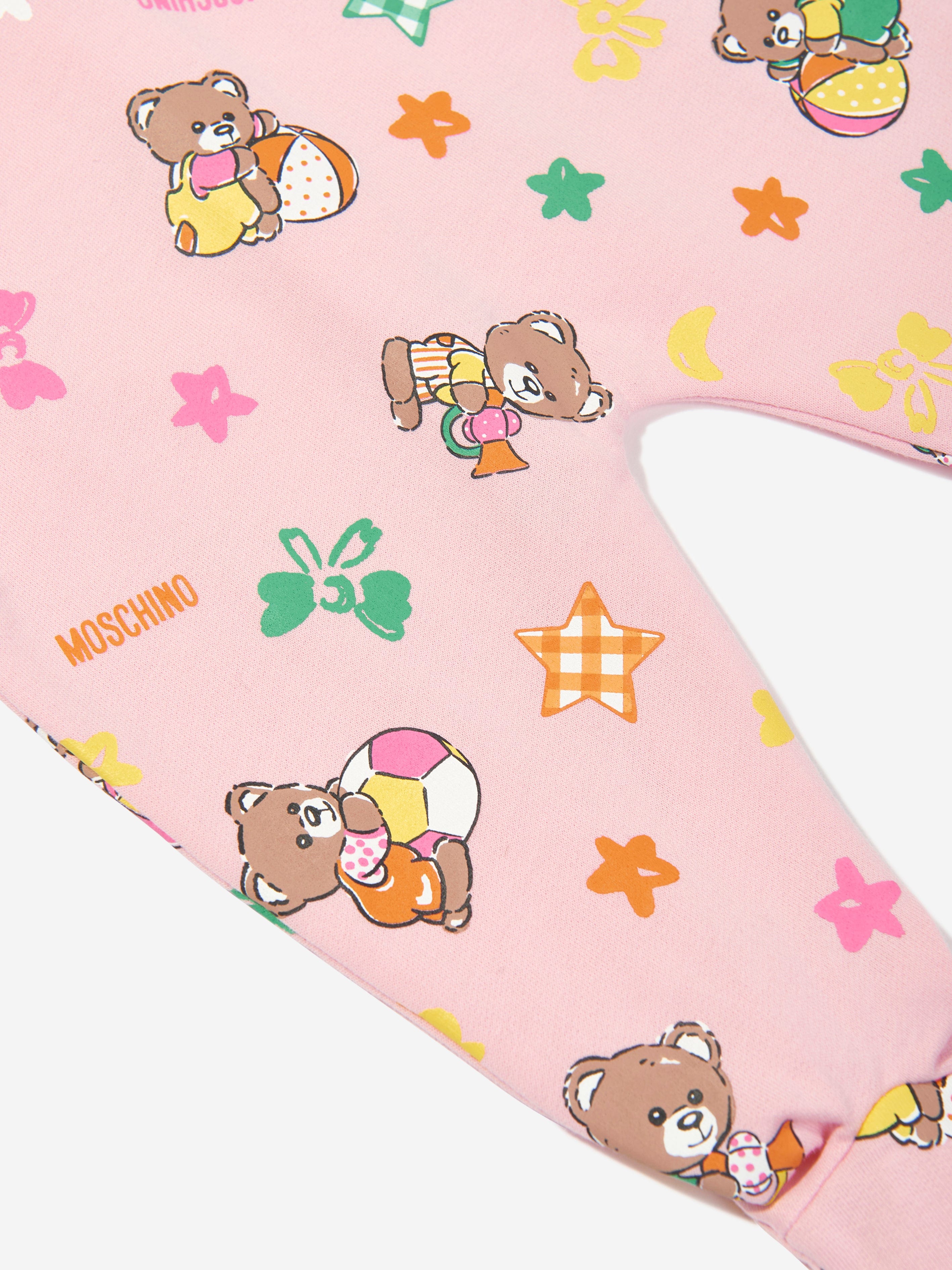 Moschino Baby Girls Teddy Bear Babygrow in Pink