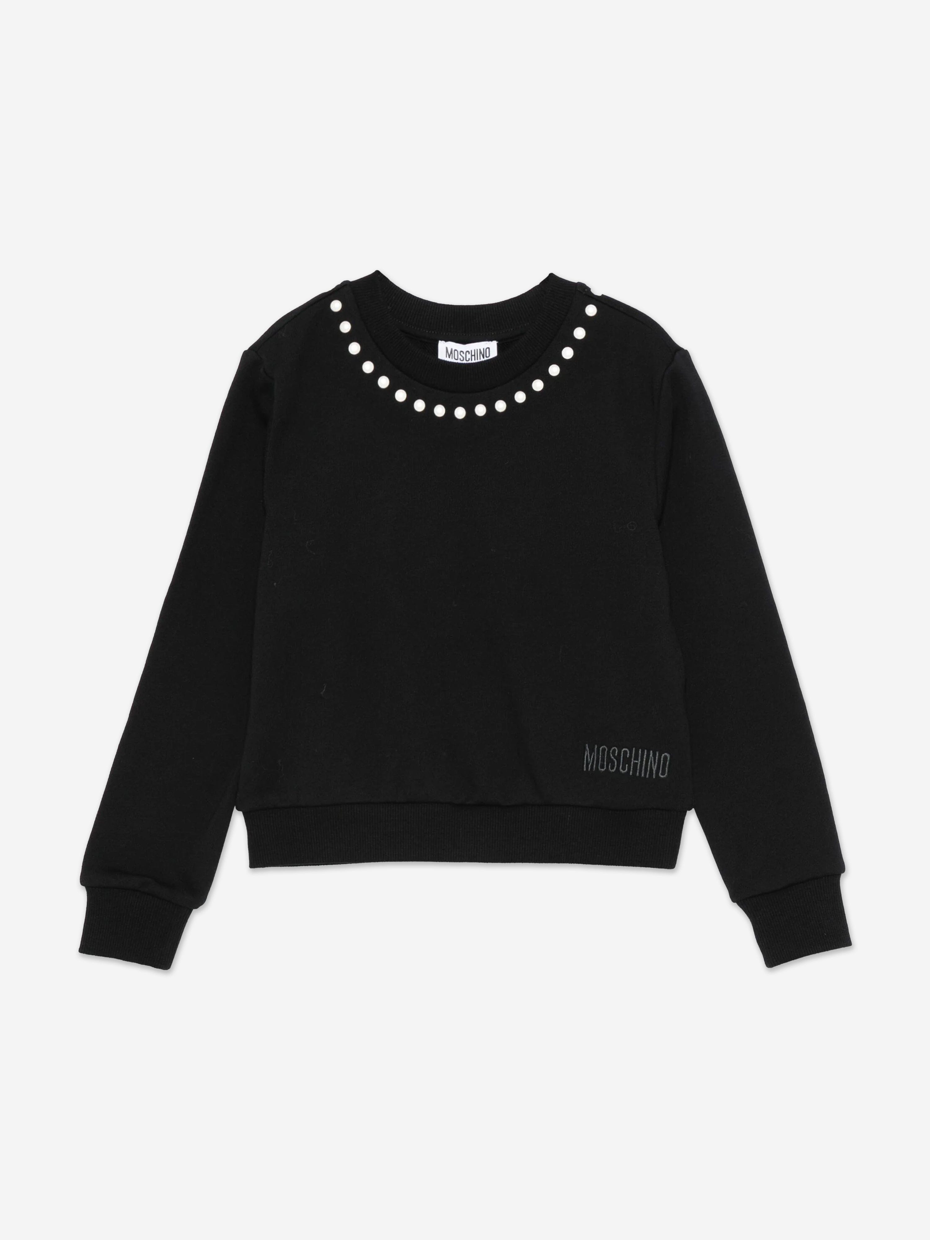 Girls Peace Pearls Sweatshirt in Black