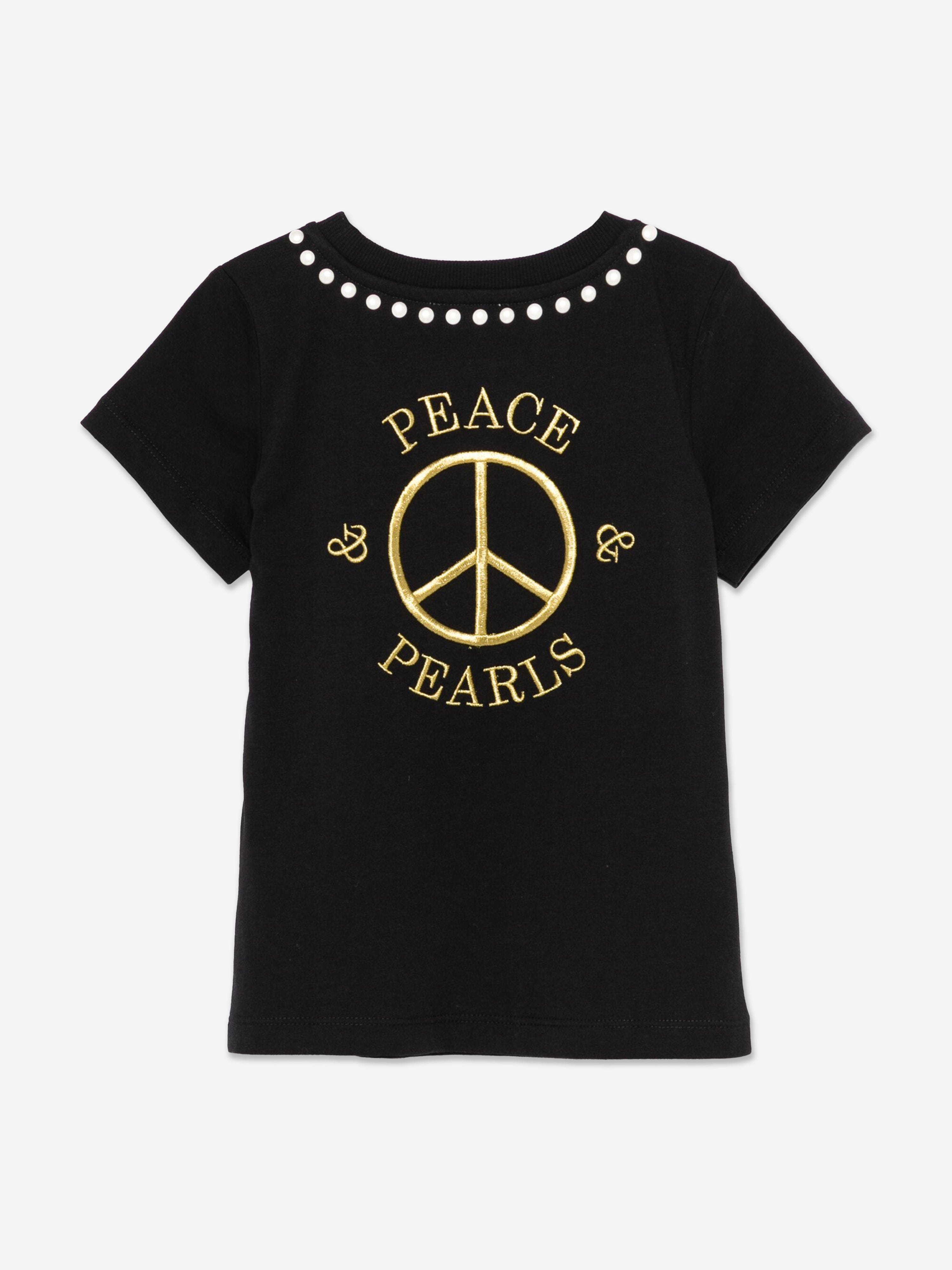 Girls Peace Pearls T-Shirt in Black