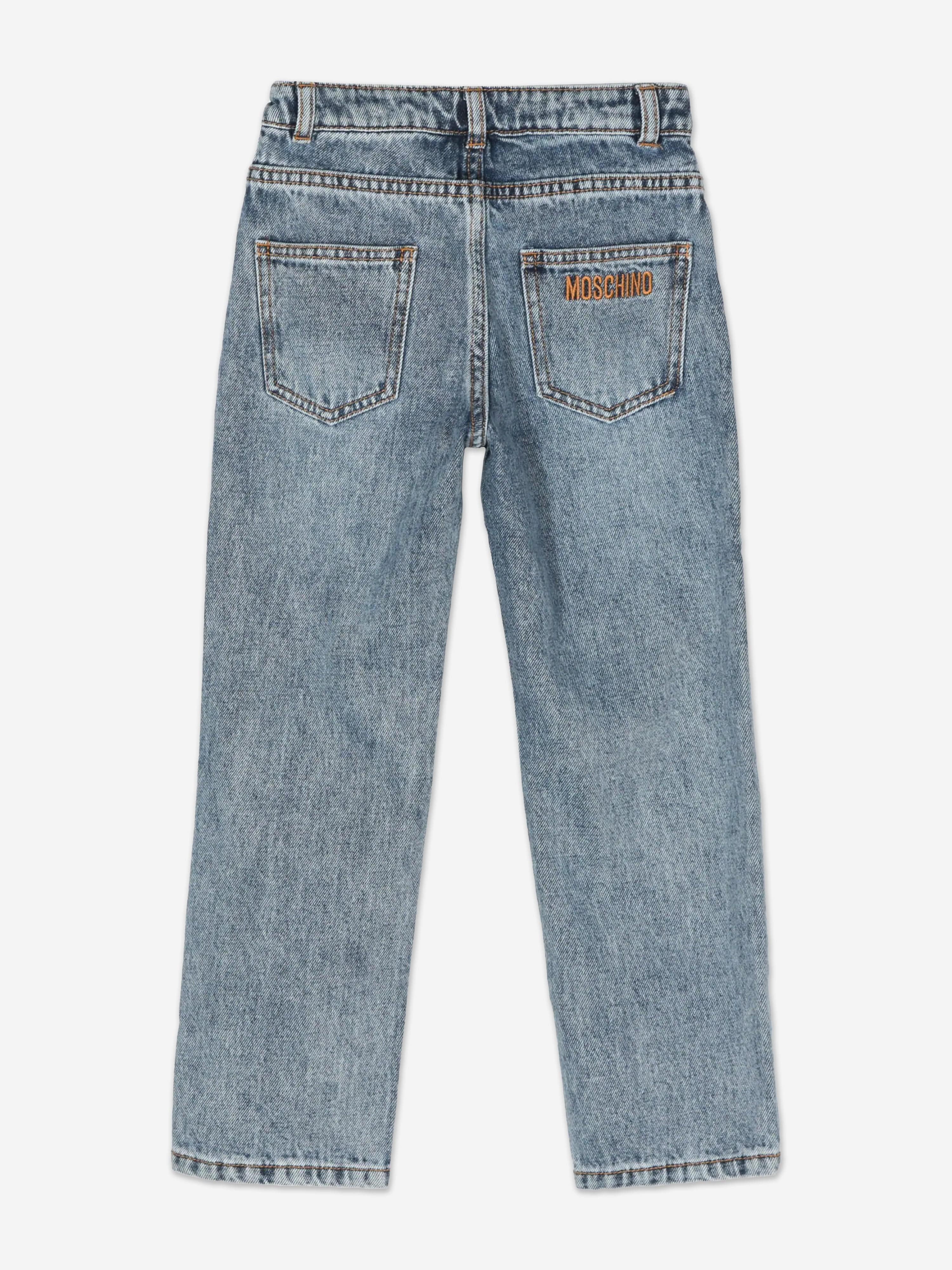 Moschino Kids Vintage Wash Jeans in Blue