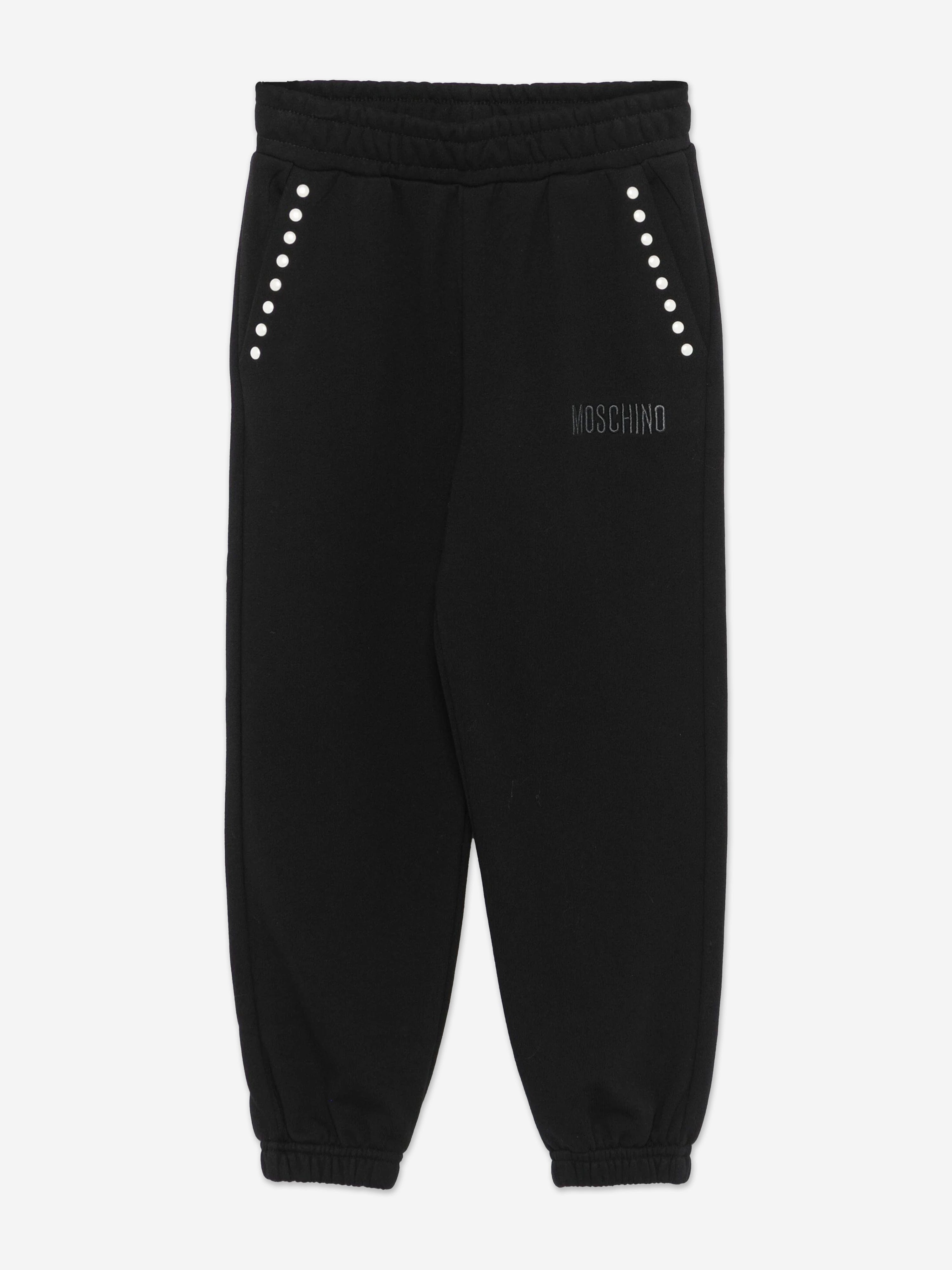 Girls Peace Pearls Joggers in Black