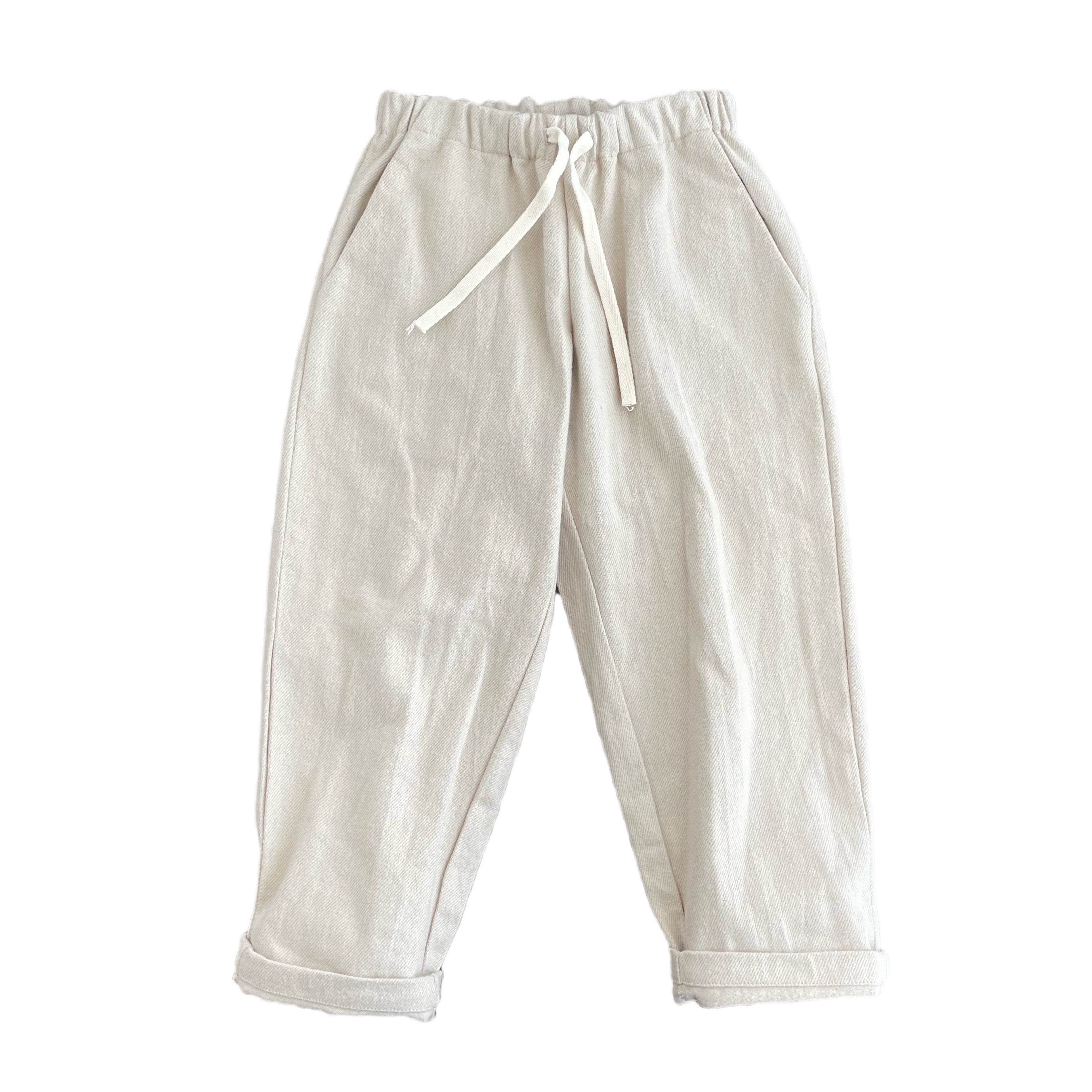 Boys & Girls White Cotton Trousers