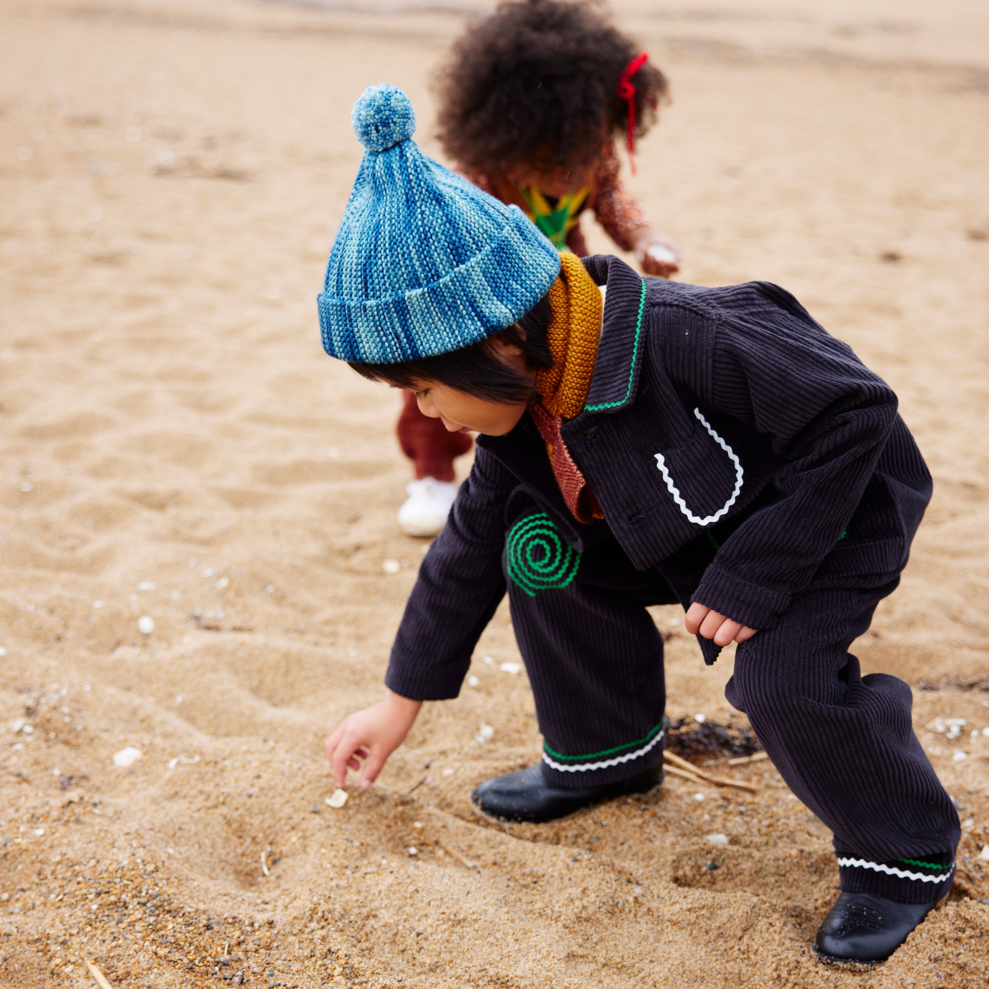 Boys & Girls Black Corduroy Coat