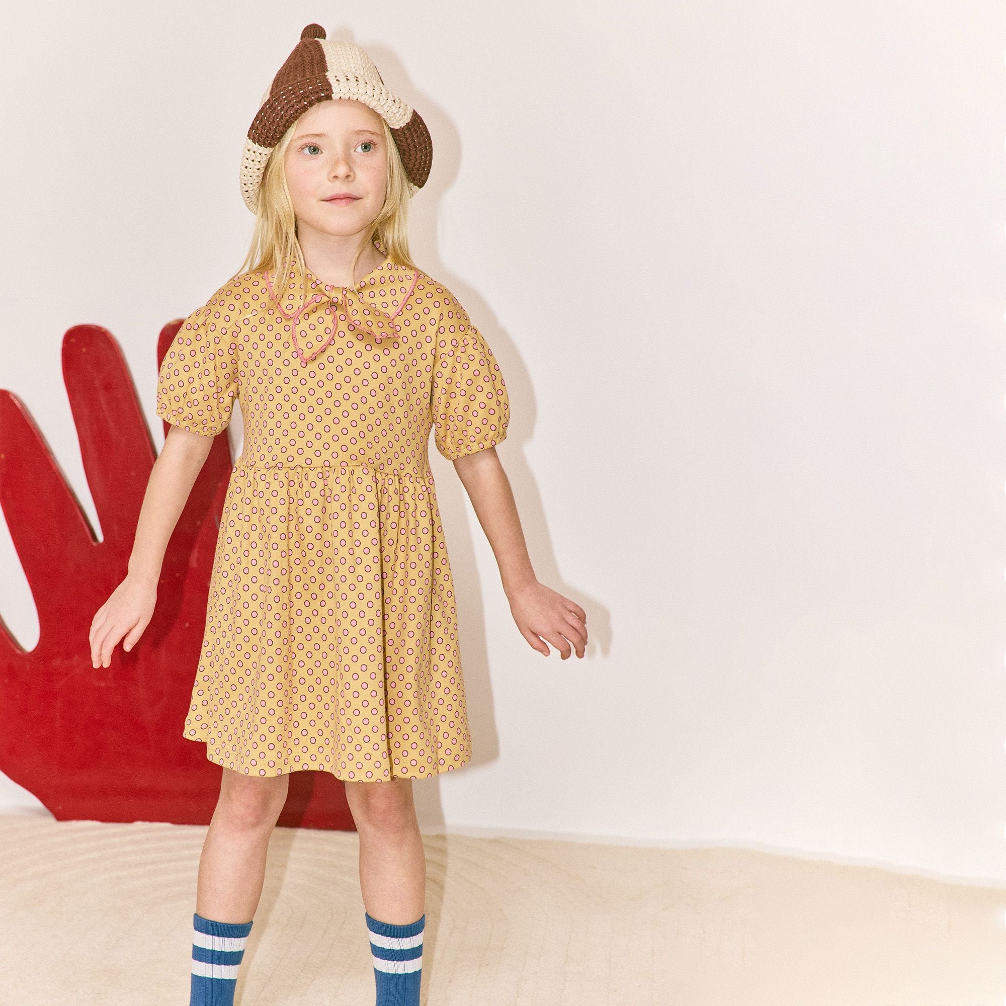 Girls Yellow Dots Cotton Dress