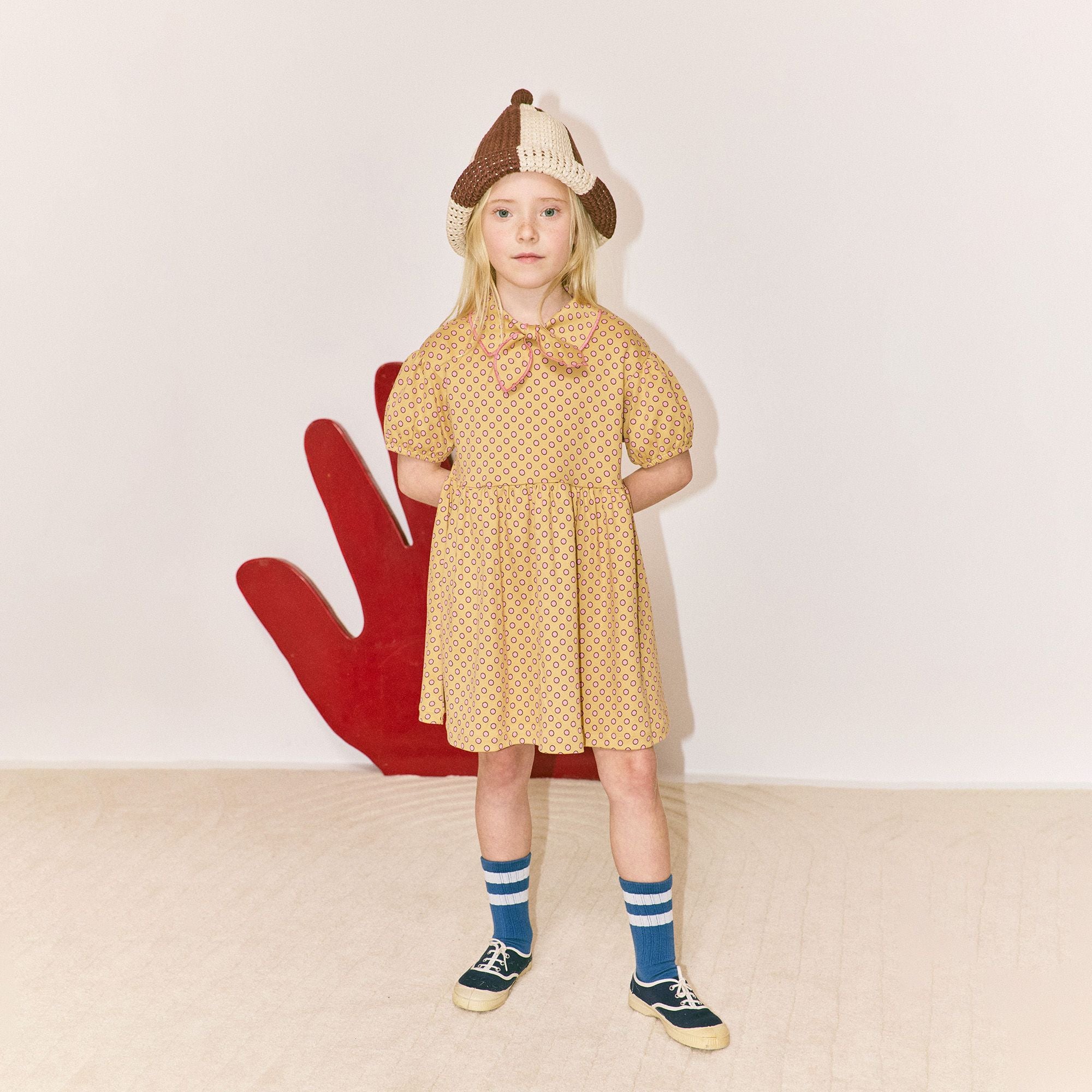 Girls Yellow Dots Cotton Dress