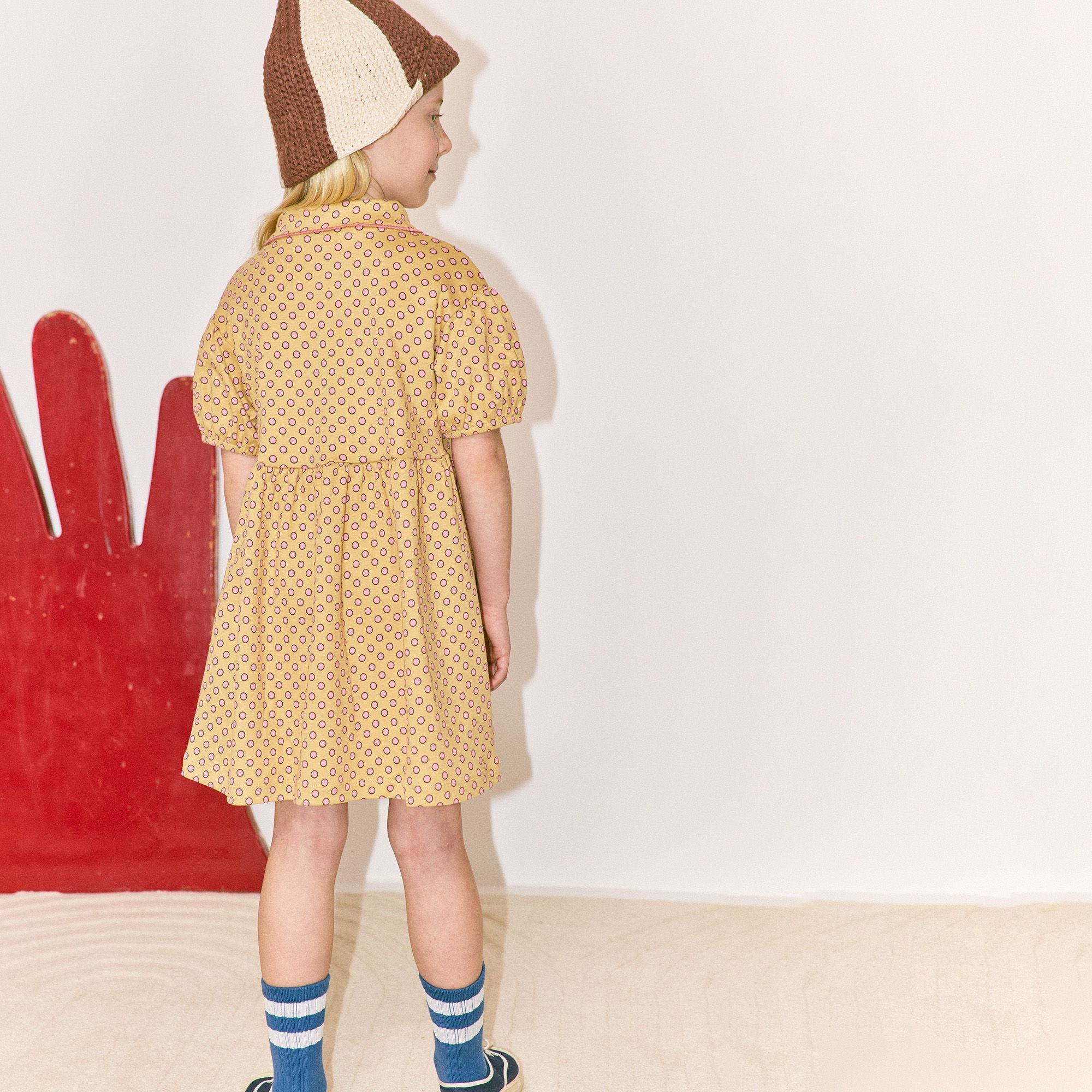 Girls Yellow Dots Cotton Dress