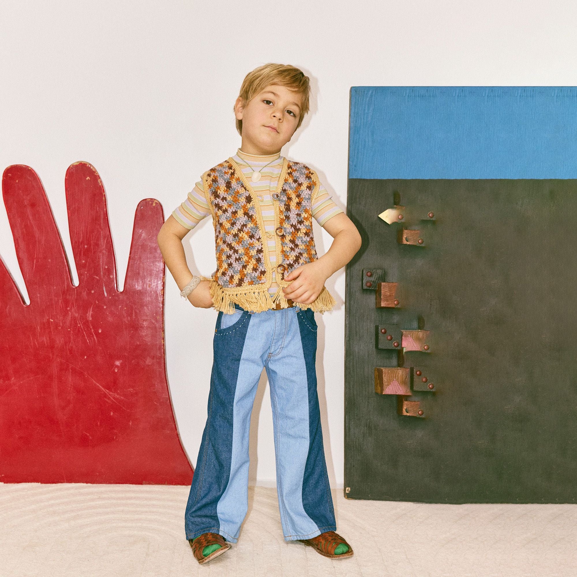 Boys & Girls Multicolor Crochet Vest