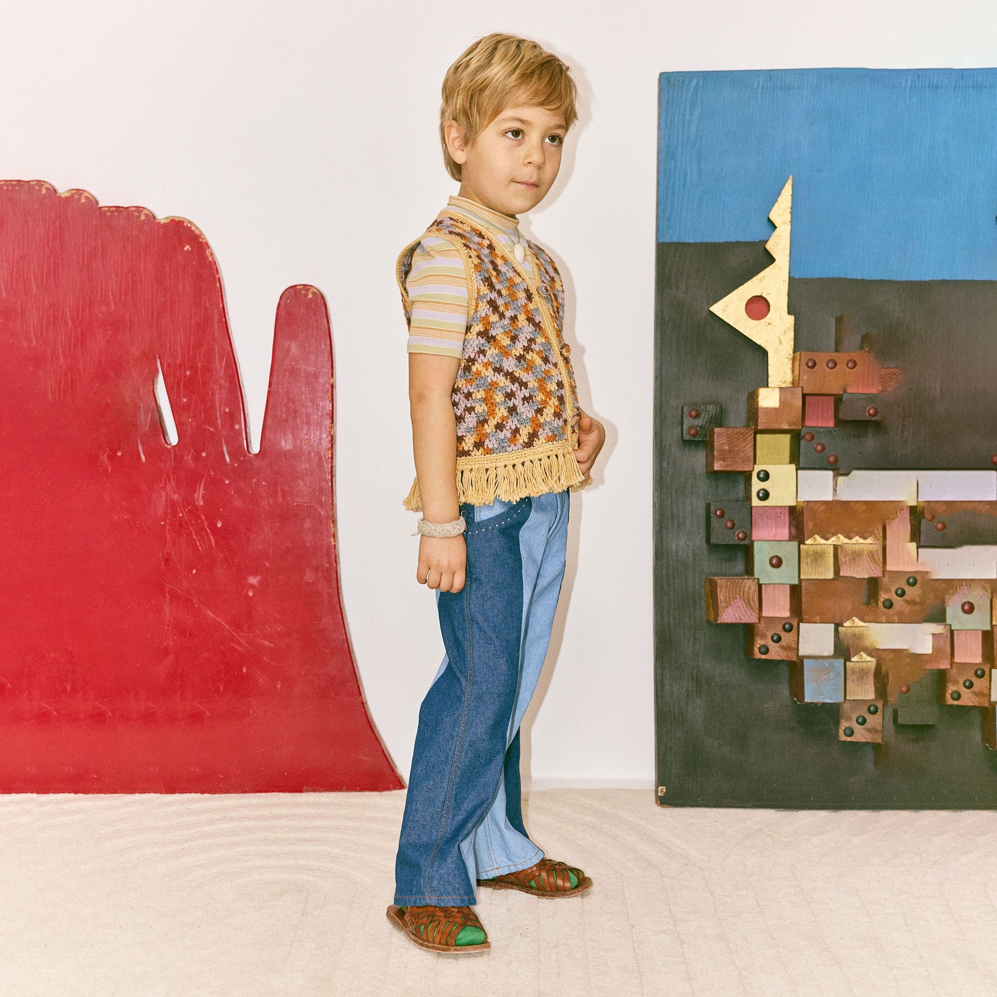 Boys & Girls Multicolor Crochet Vest