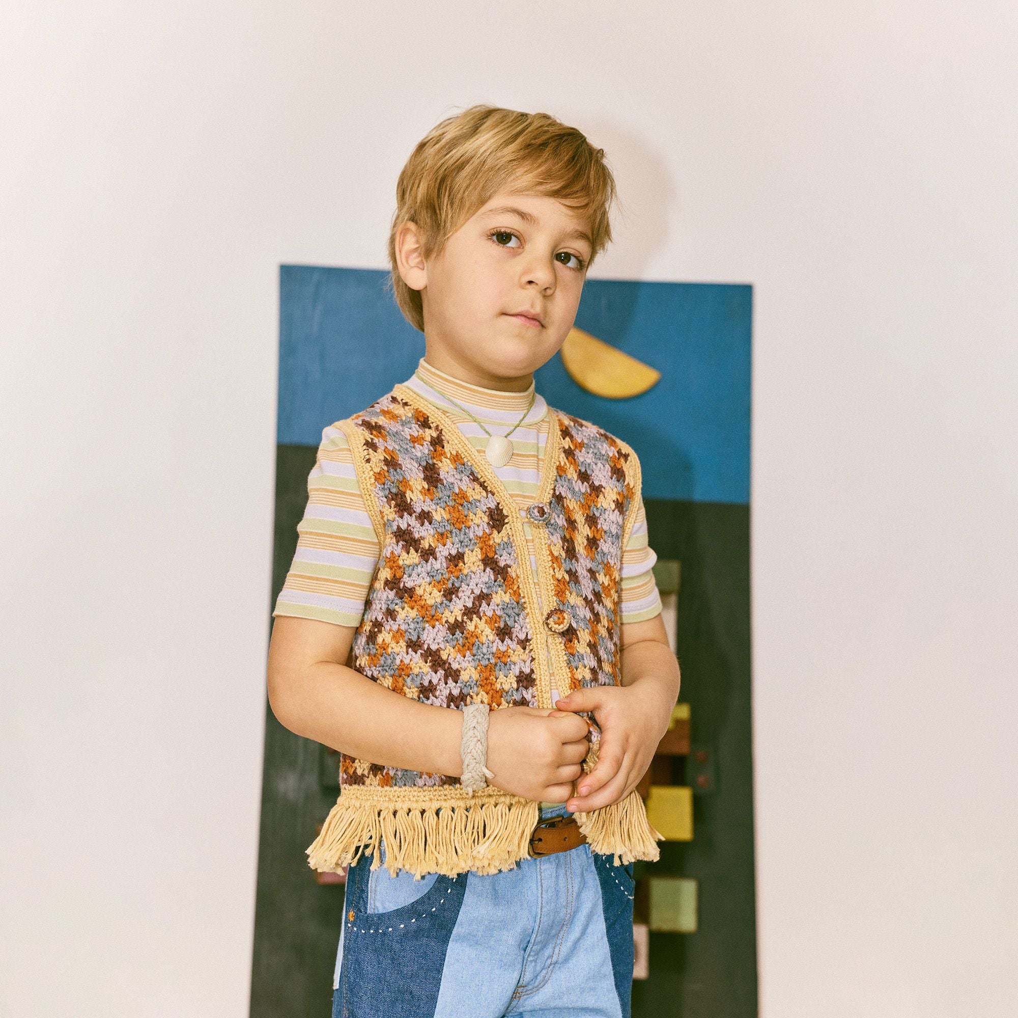 Boys & Girls Multicolor Crochet Vest