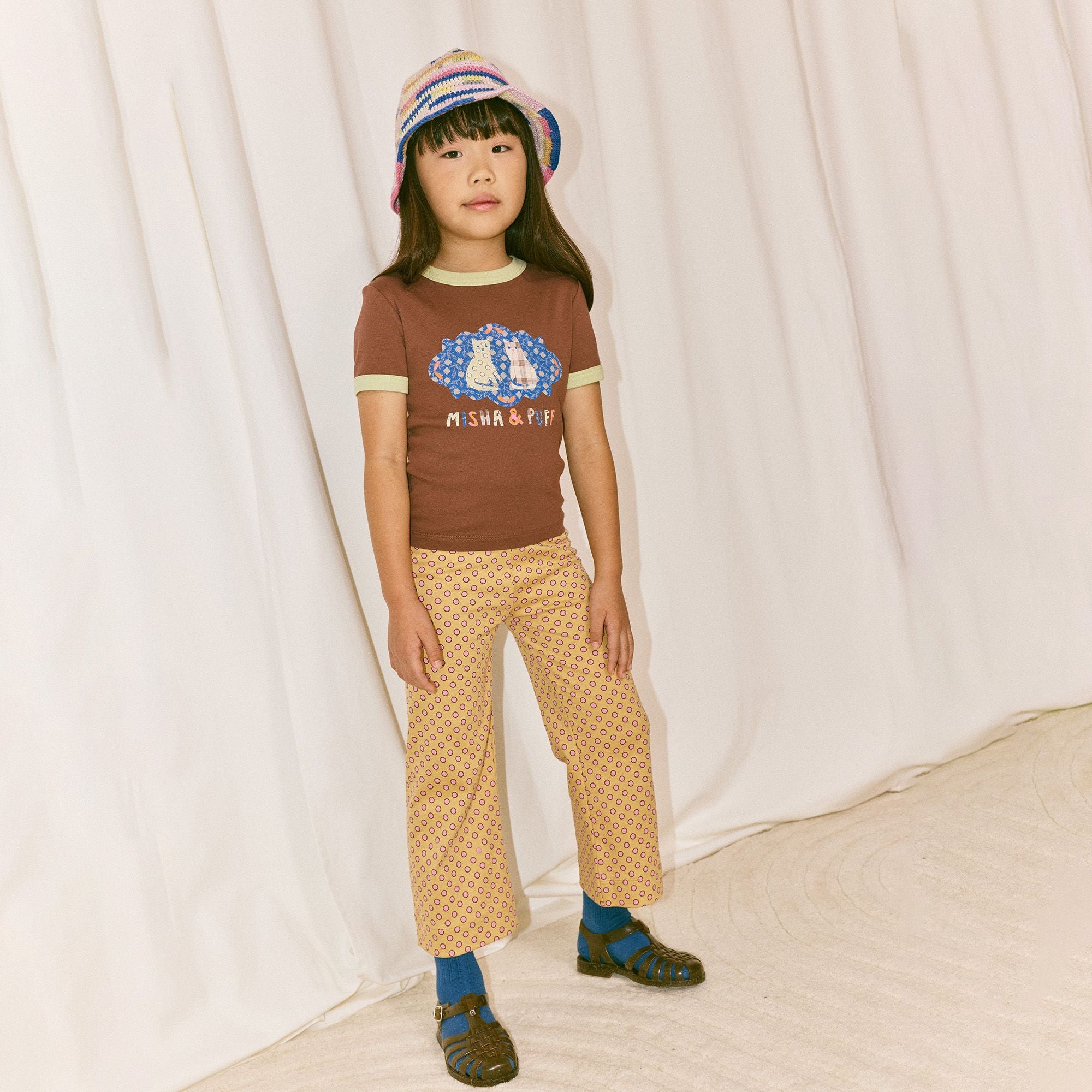 Boys & Girls Brown Printed Cotton T-Shirt