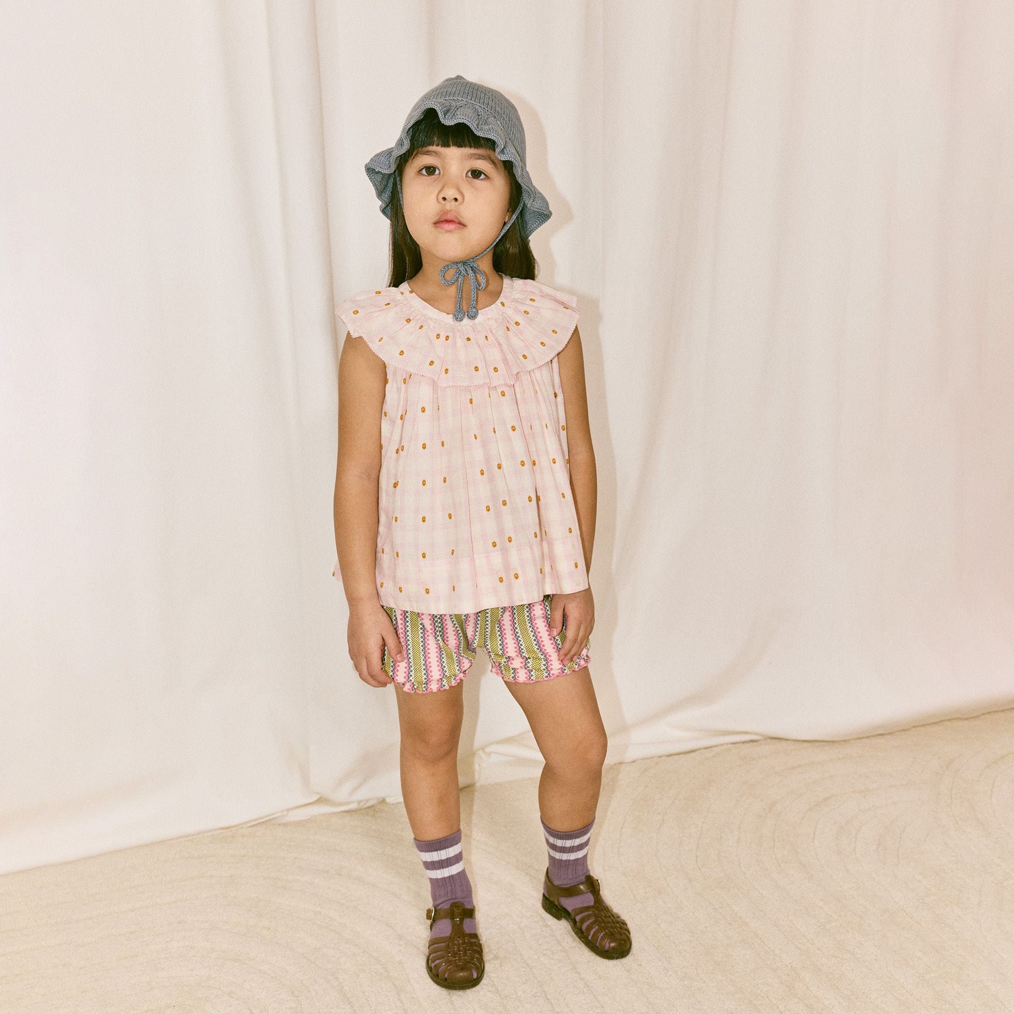 Girls Light Pink Floral Cotton Top
