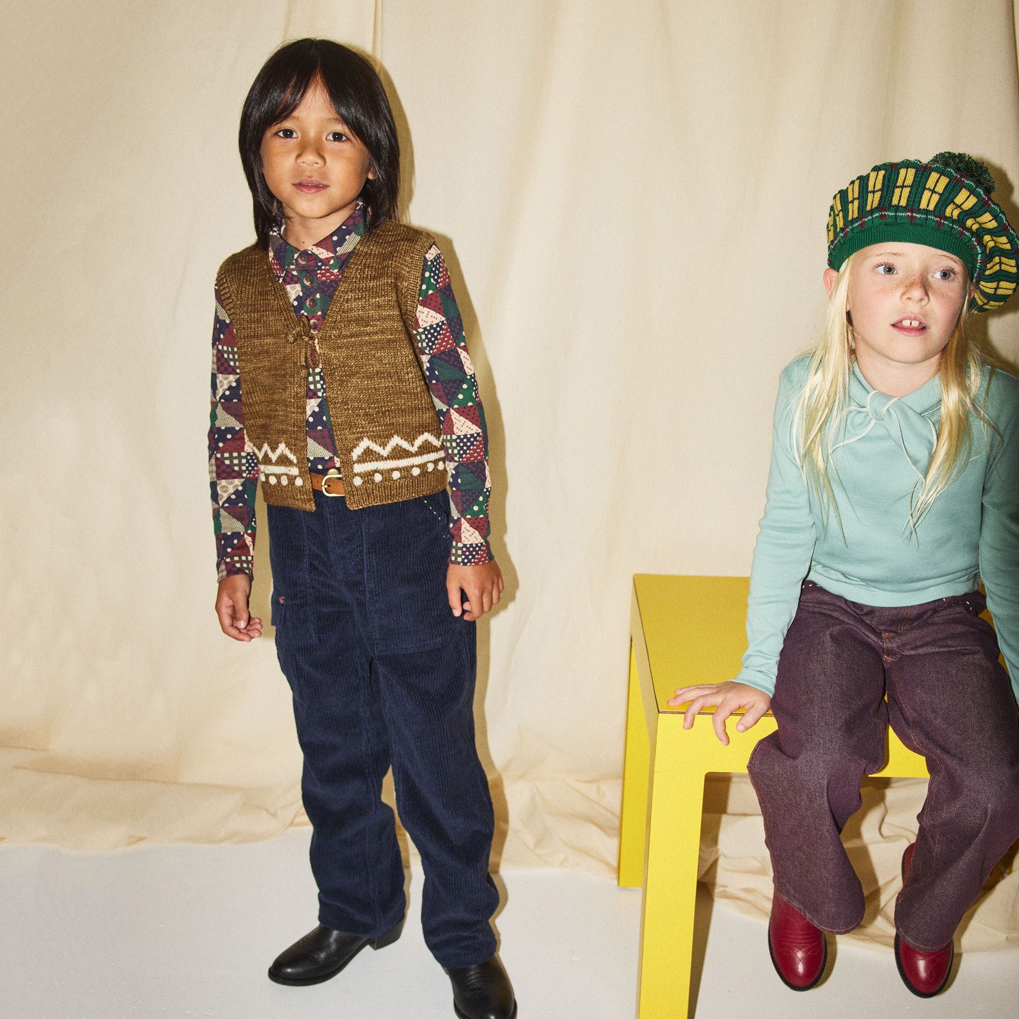 Boys & Girls Brown Knit Wool Gilet