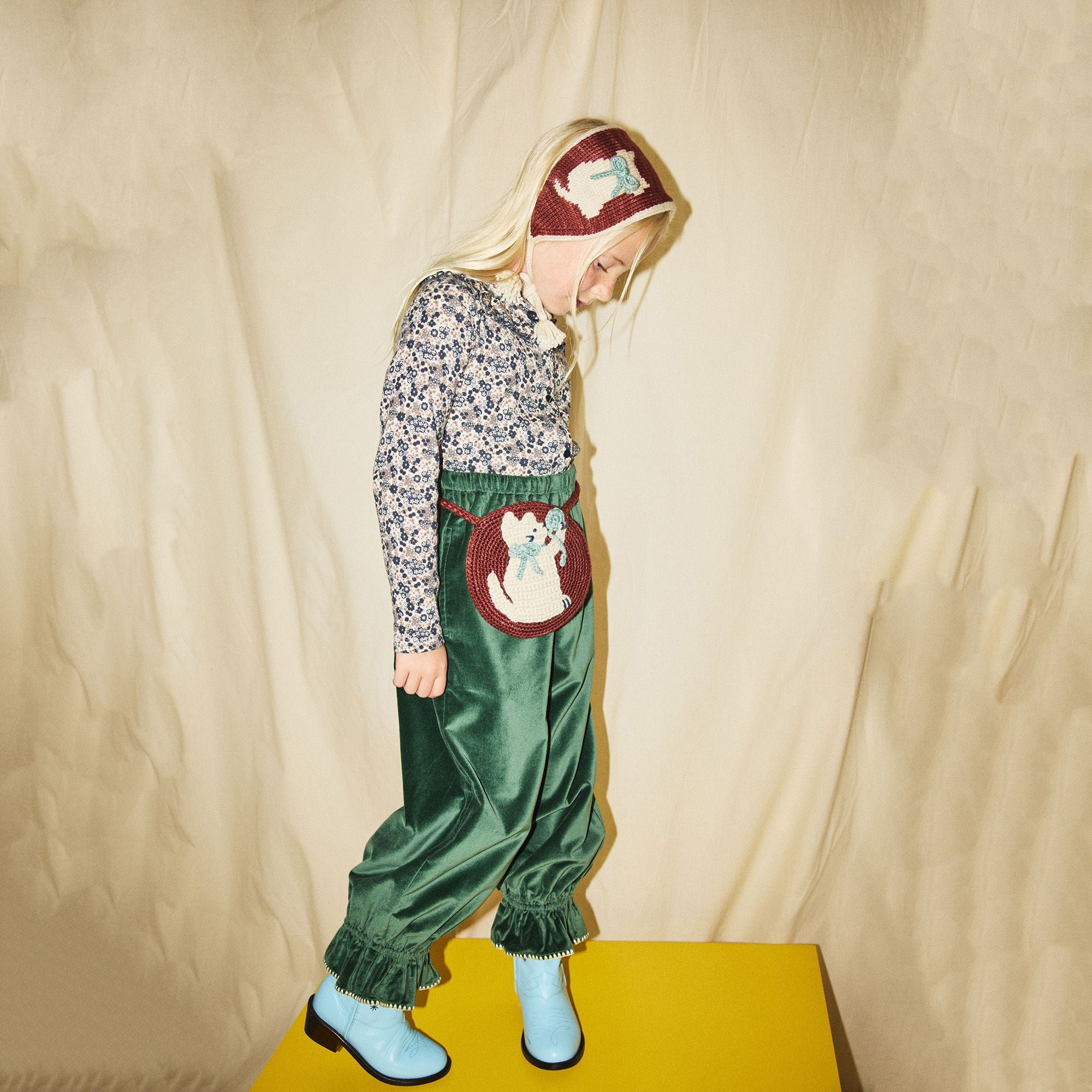 Girls Brick Red Cat Knit Headwarmer