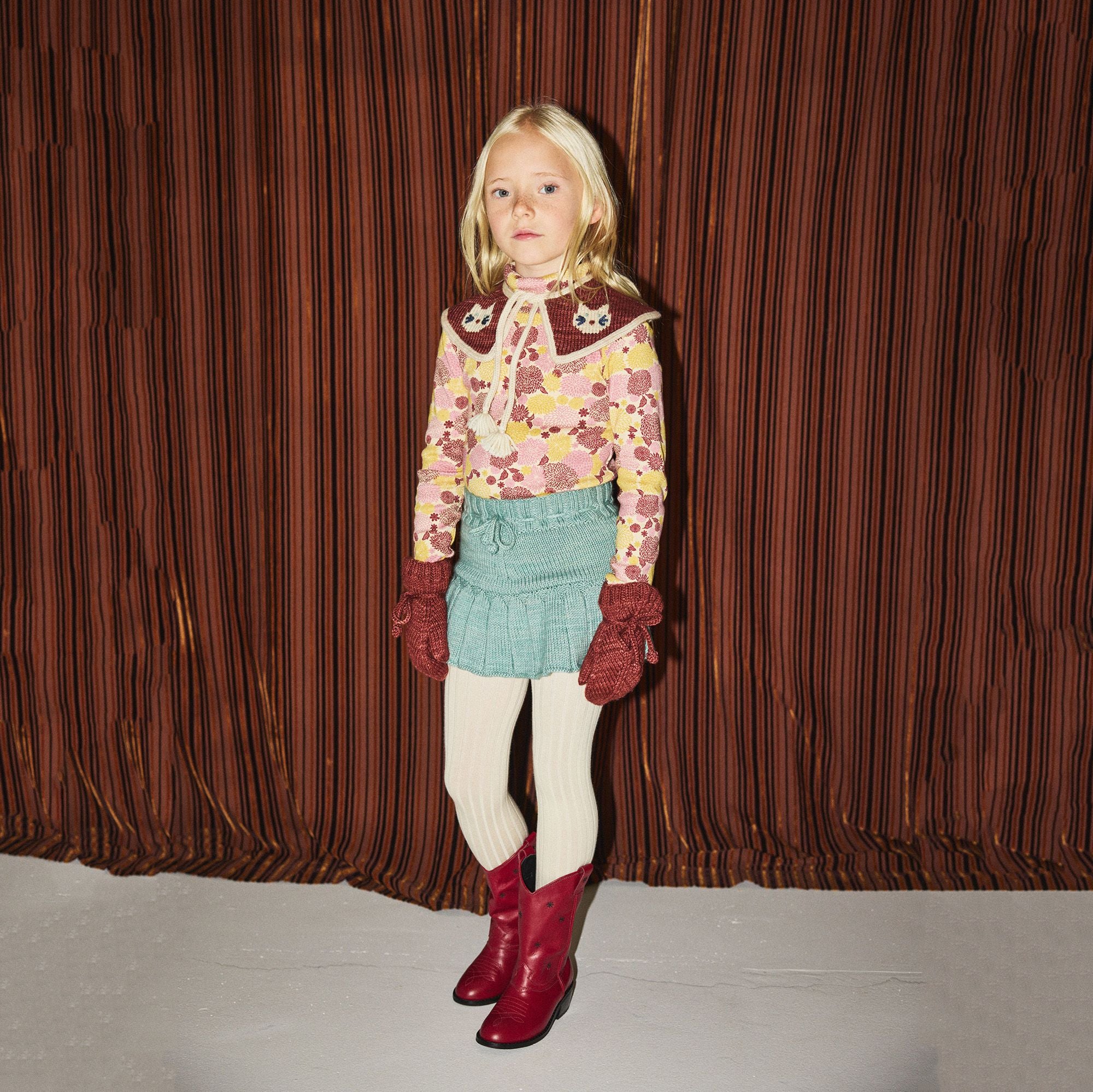 Girls Green Wool Skirt