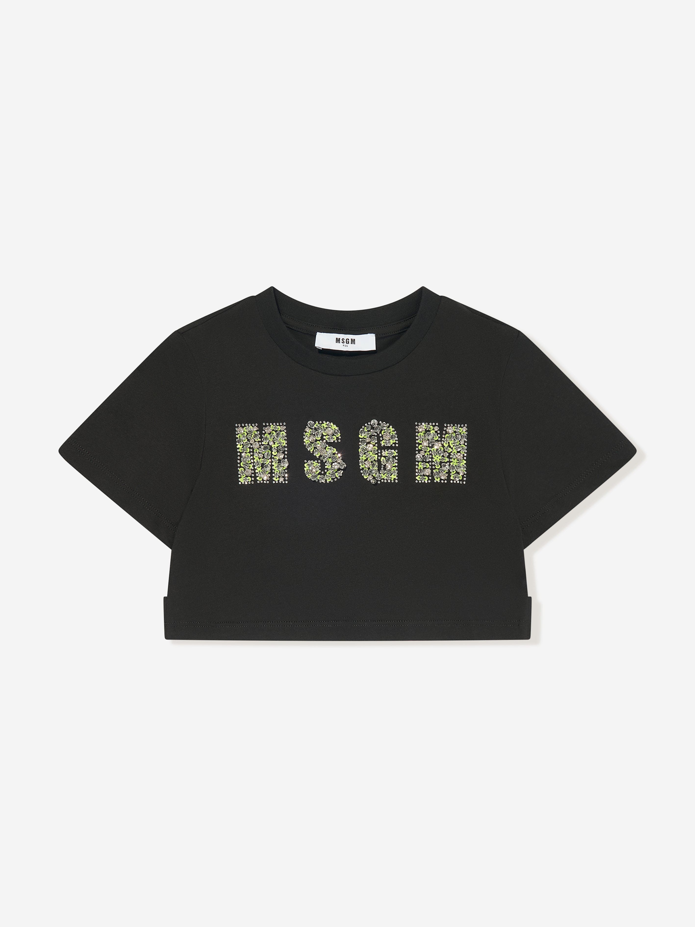 MSGM Girls Jersey Logo T-Shirt in Black