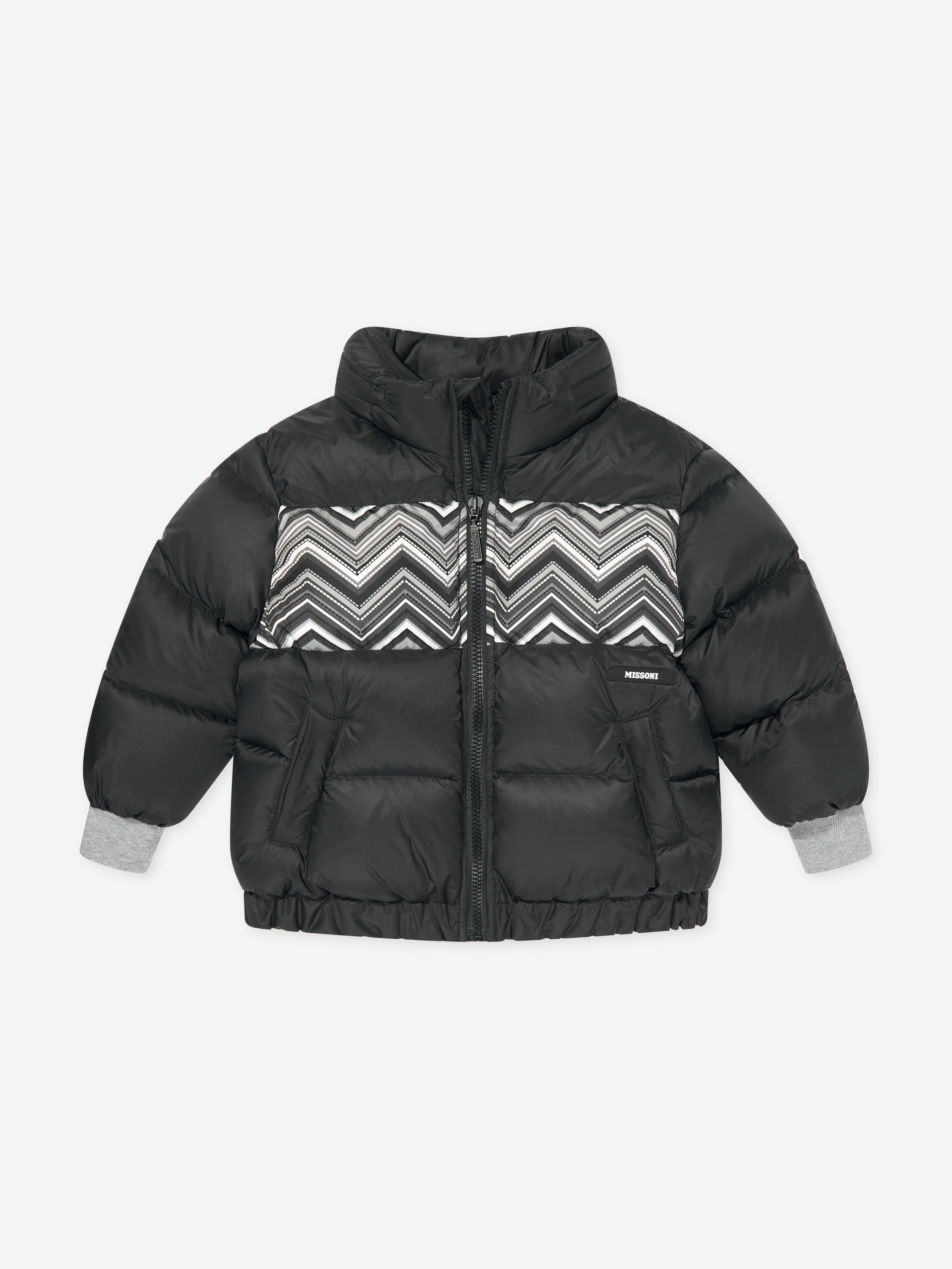 Kids Zigzag Puffer Jacket in Black