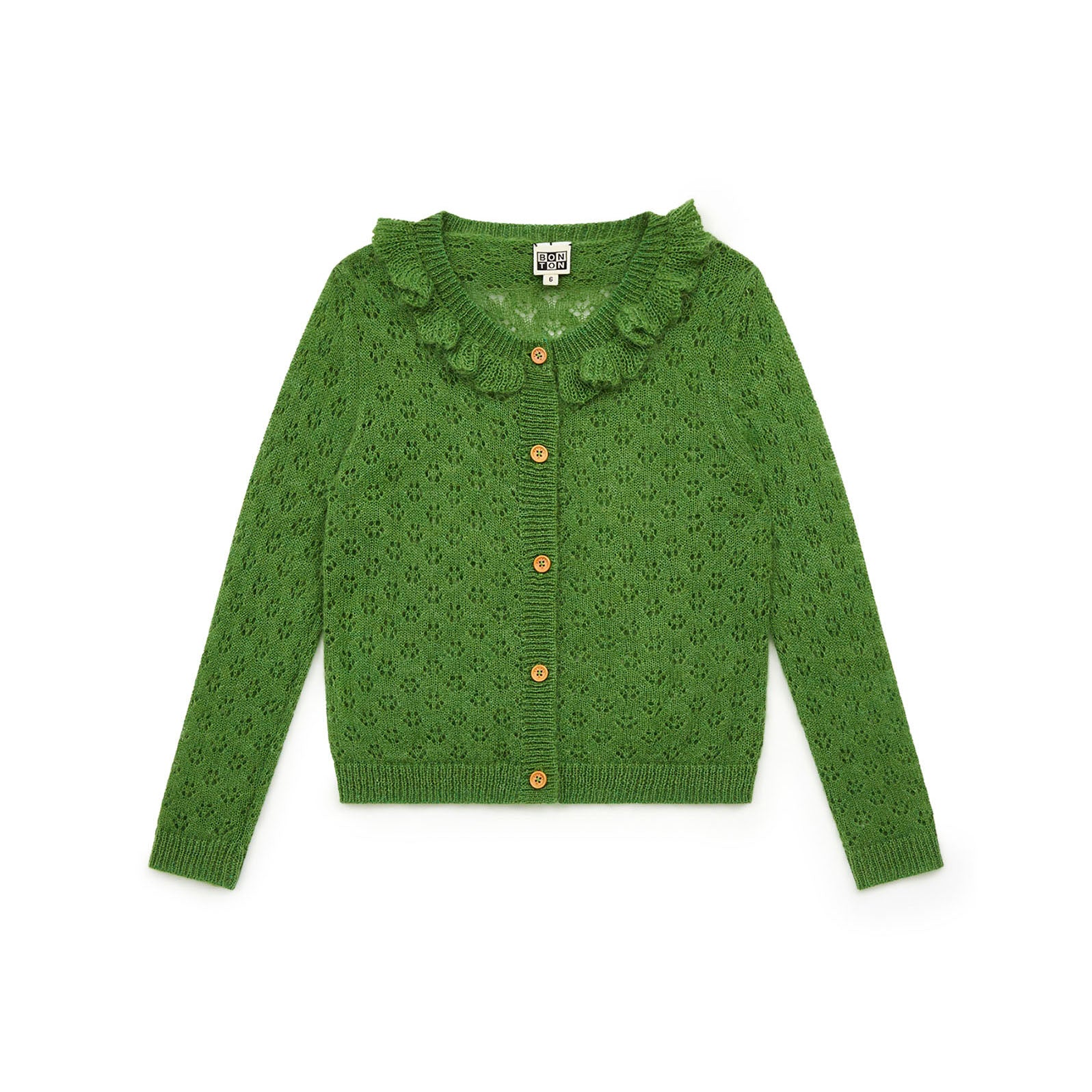 Girls Green Hollow Cardigan