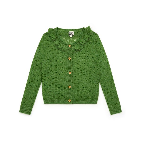Girls Green Hollow Cardigan
