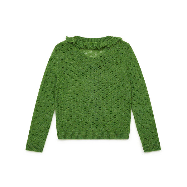 Girls Green Hollow Cardigan