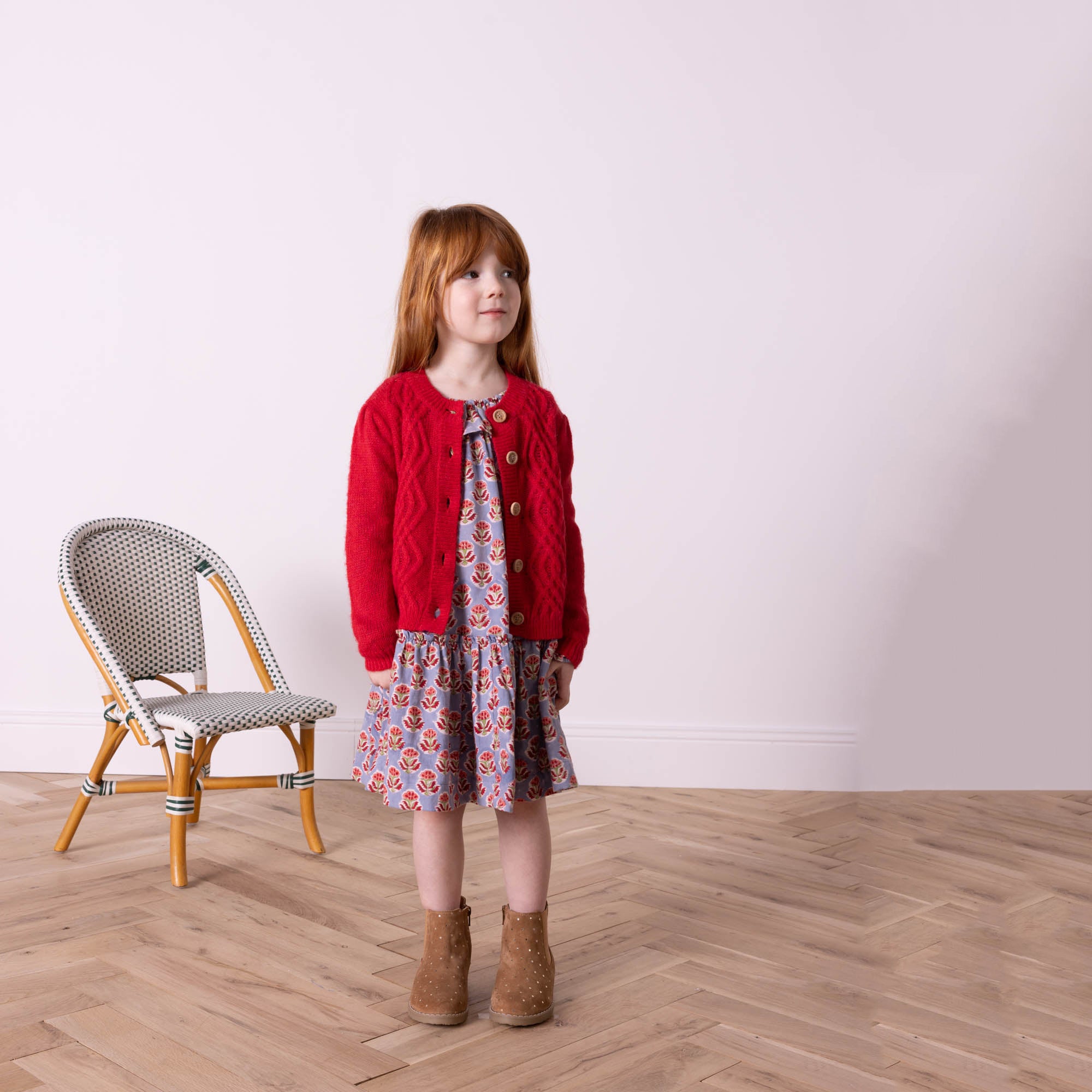 Girls Red Cardigan