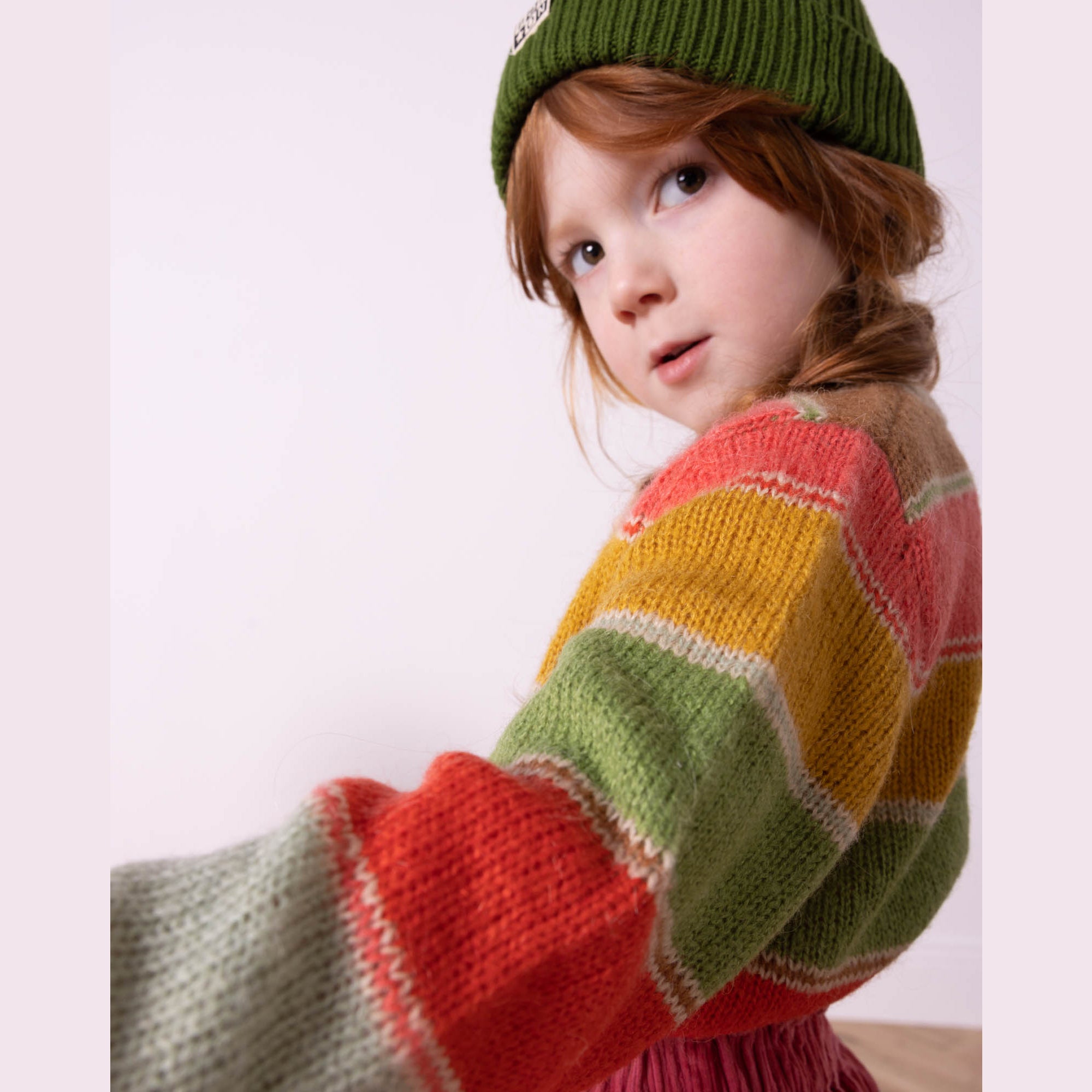 Girls Multicolor Stripes Cardigan