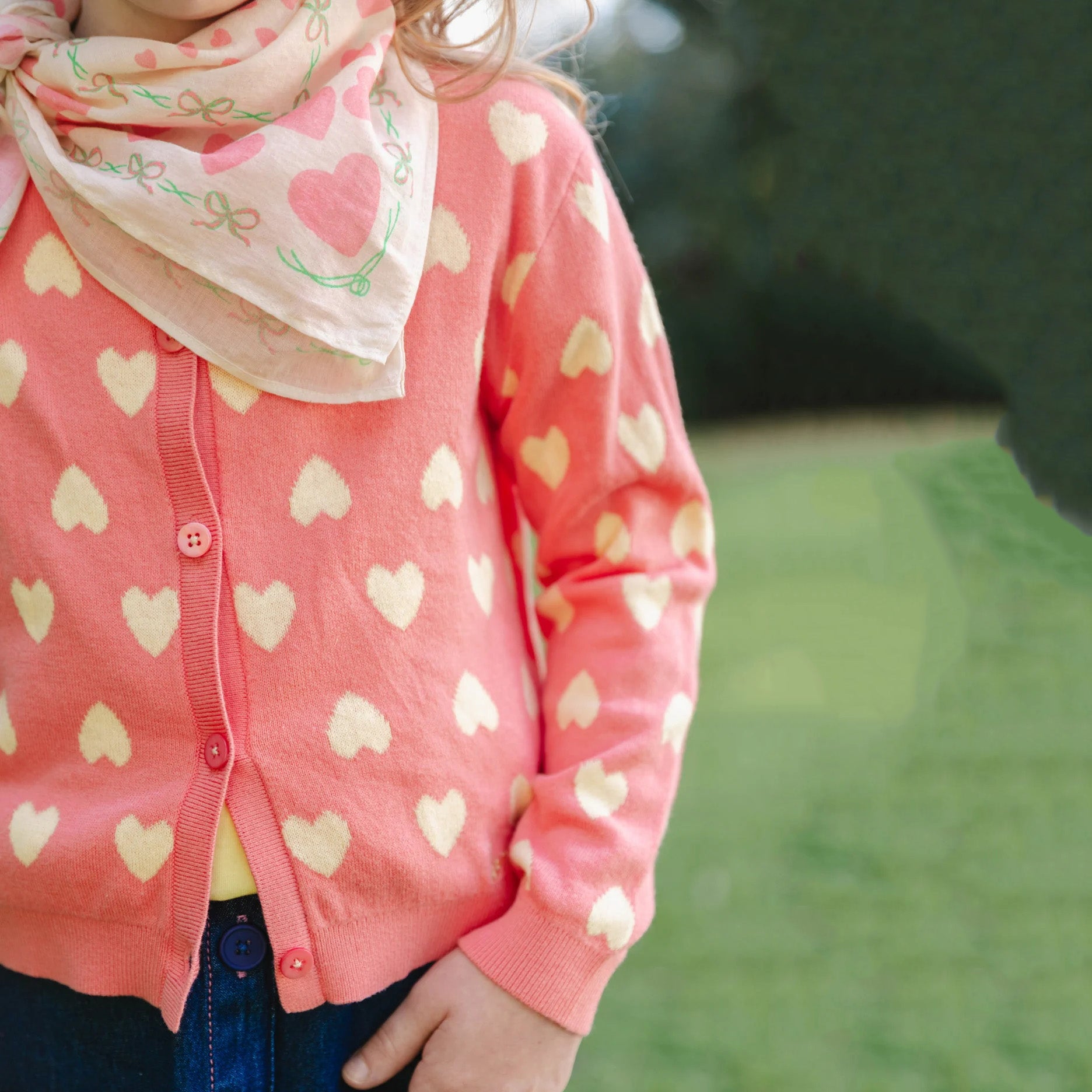 Girls Pink Heart Cotton Cardigan