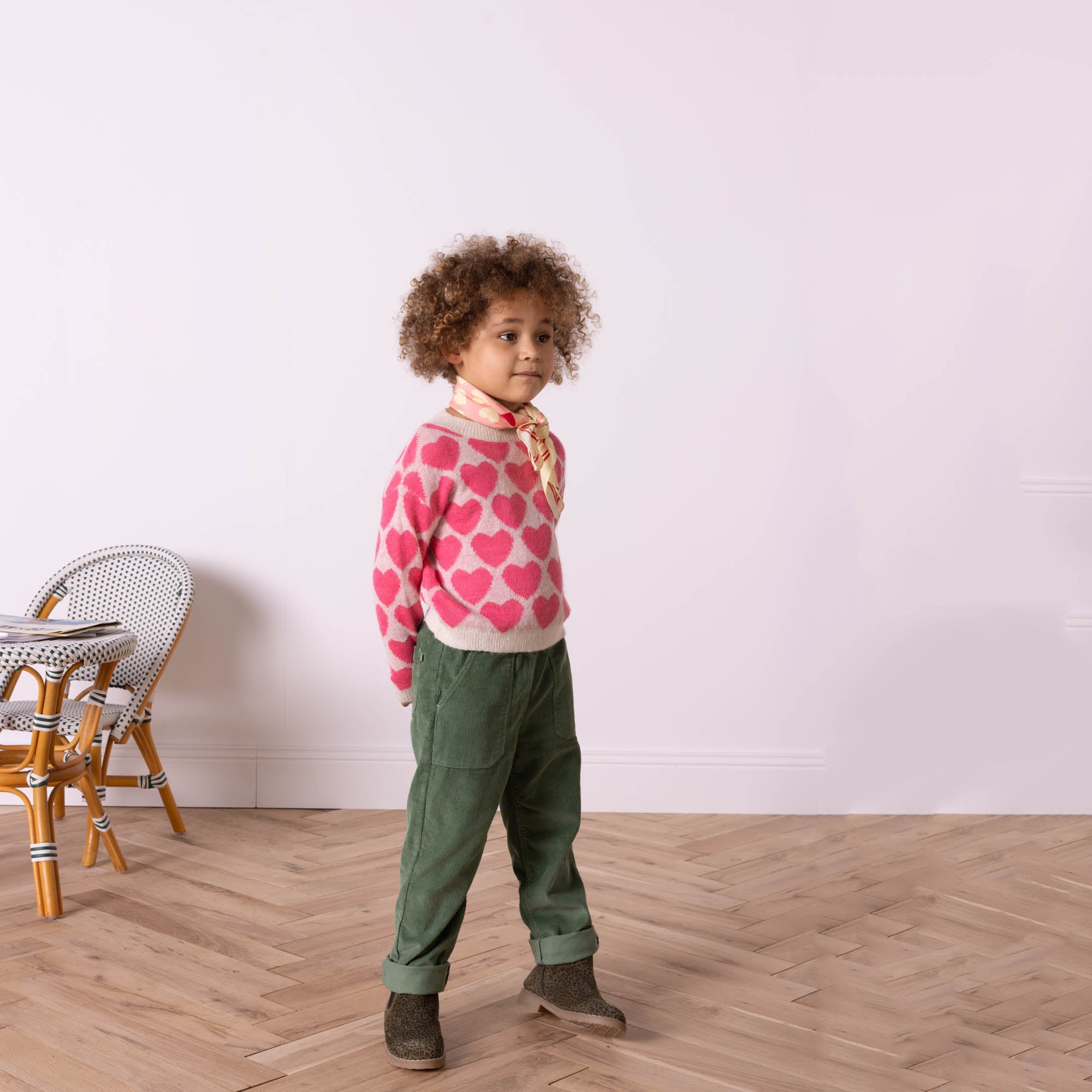 Girls Pink Heart Sweater