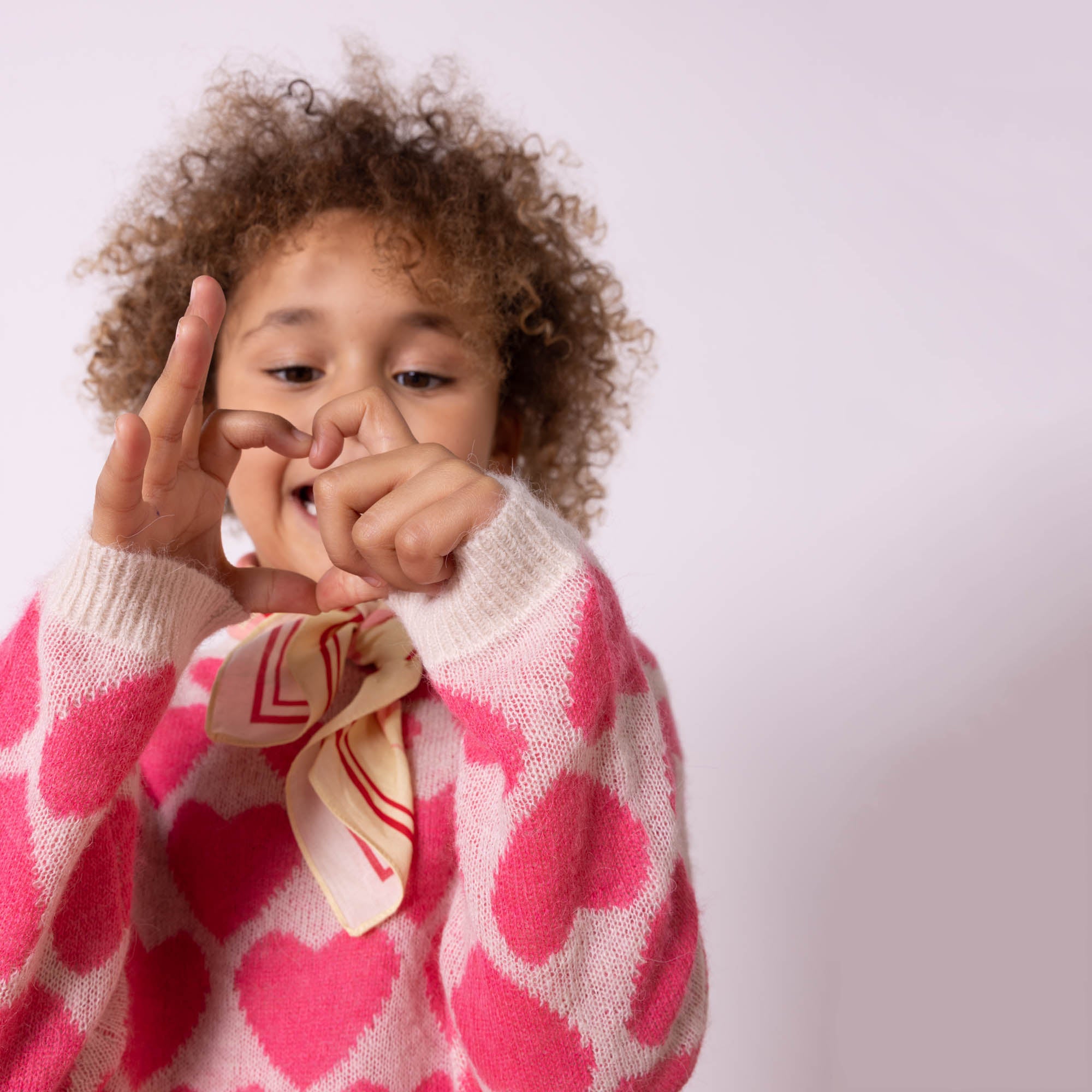 Girls Pink Heart Sweater