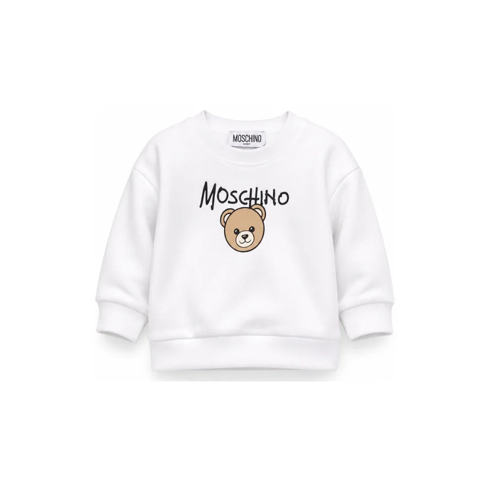 Baby Boys & Girls White Bear Printed Cotton Sweatshirt