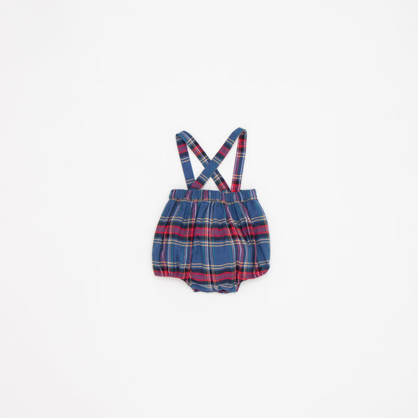 Baby Boys & Girls Blue Check Cotton Strap Shorts