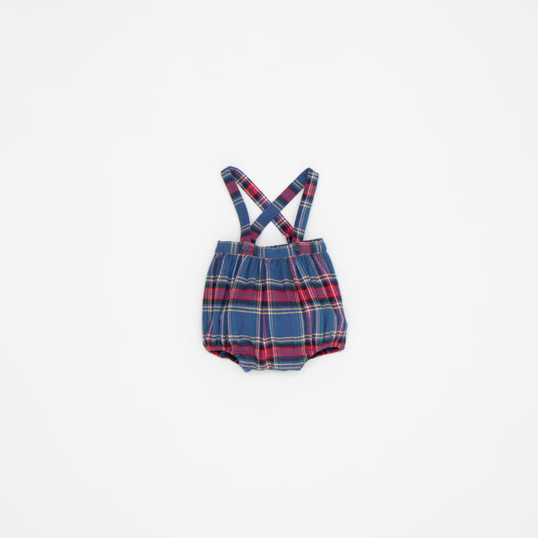 Baby Boys & Girls Blue Check Cotton Strap Shorts