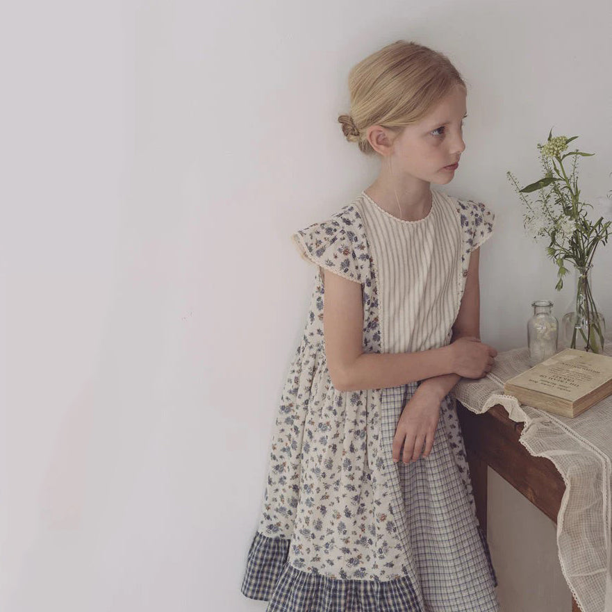 Girls Blue Floral Dress