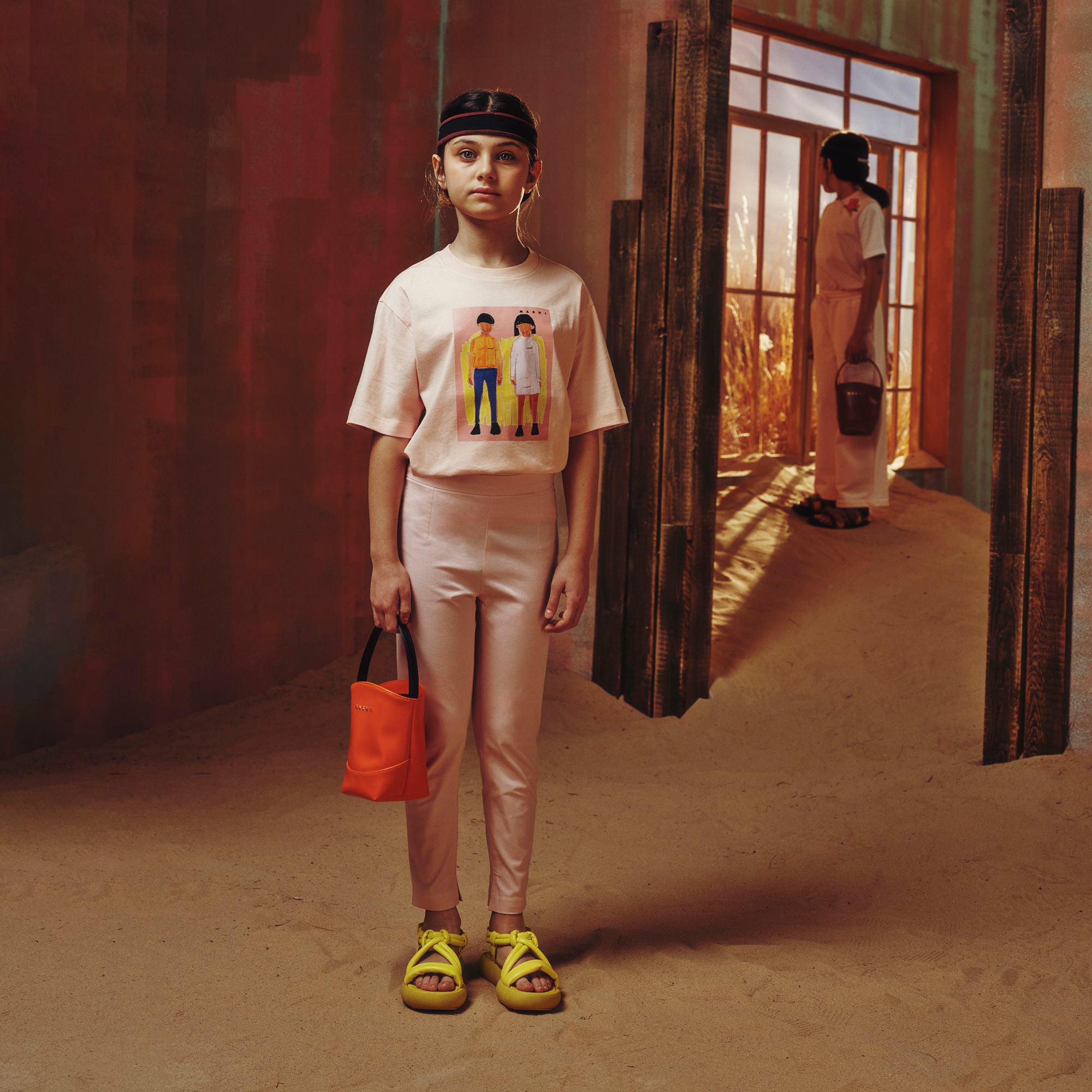 Girls Pink Printed Cotton T-Shirt