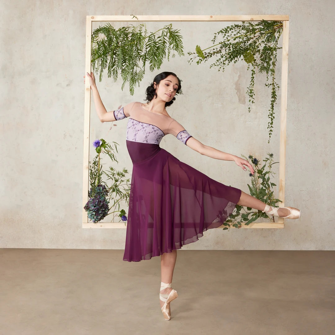 Women Wine Red Embroidered Ballet Onesies