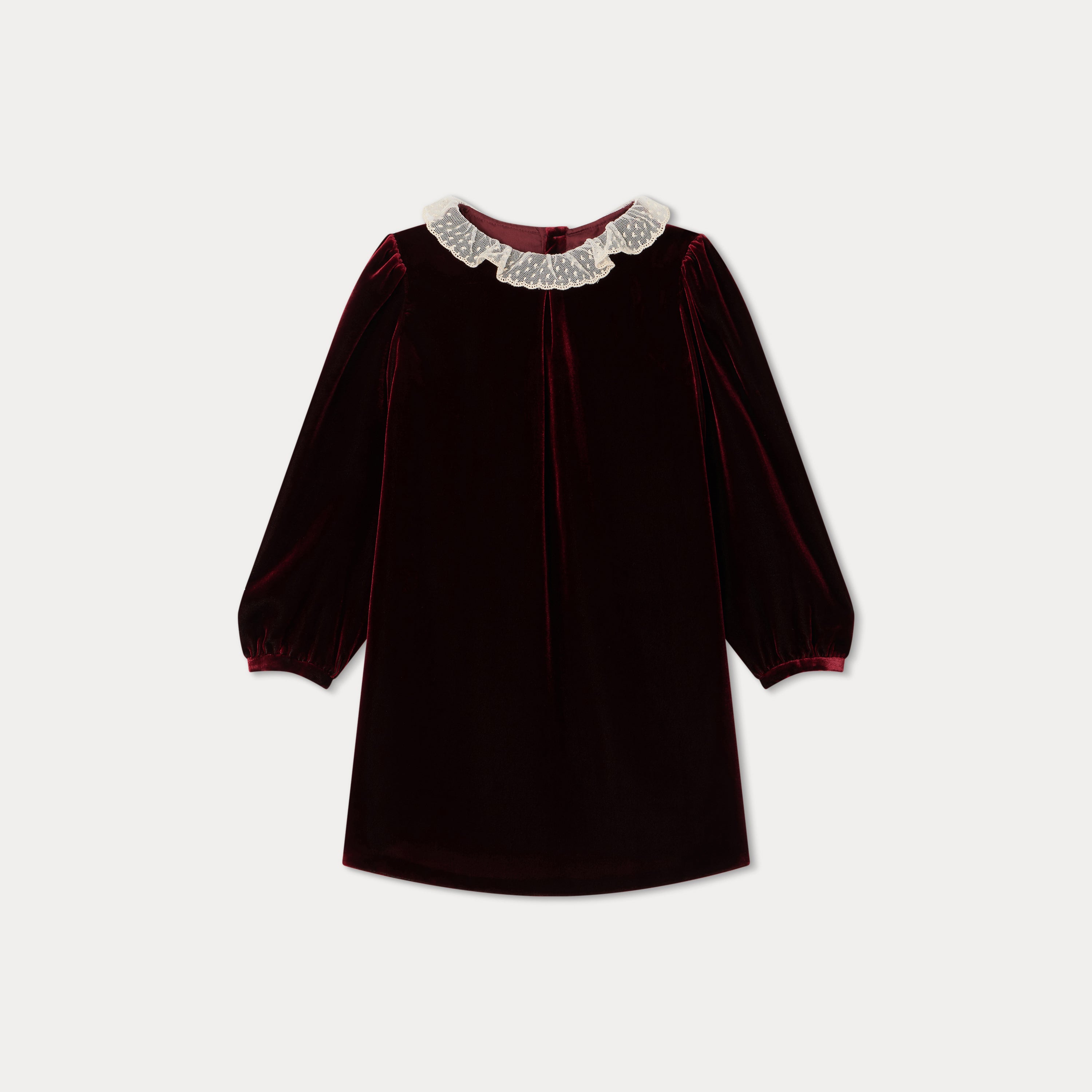 Girls Wine Red Velvet Dress