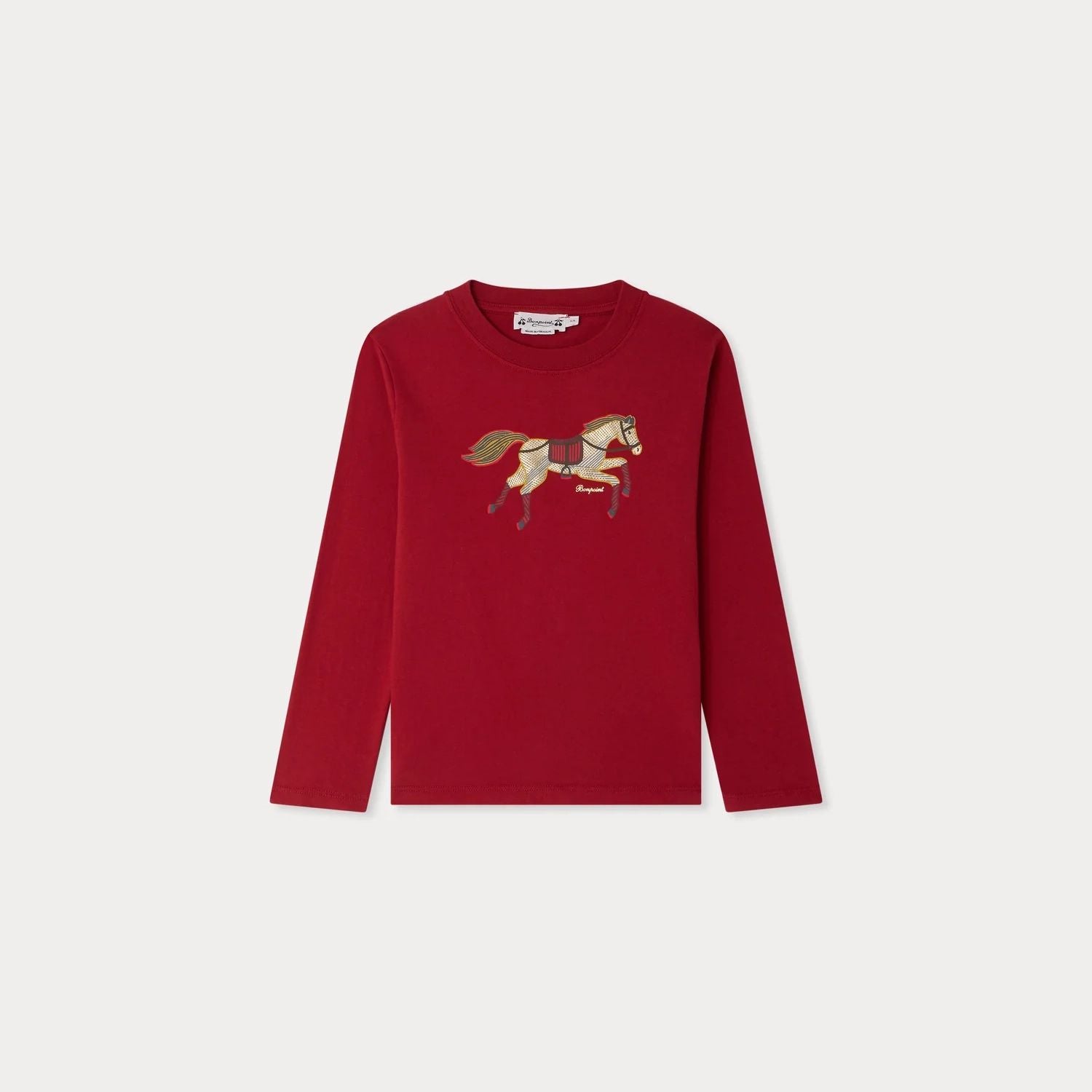 Boys Red Horse Printed Cotton T-Shirt