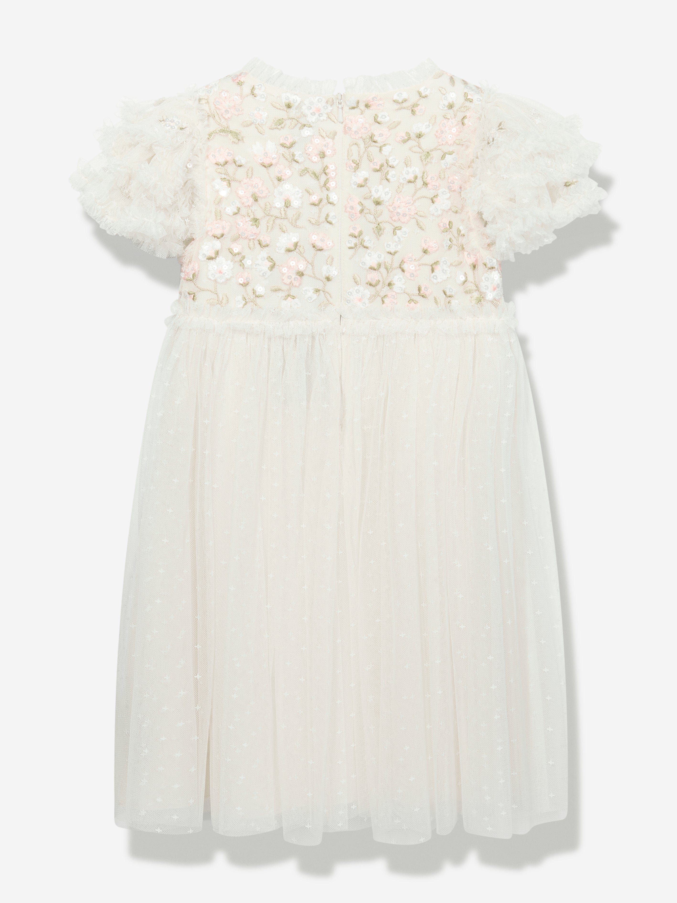Needle & Thread Girls Posy Bodice Dress in Ivory