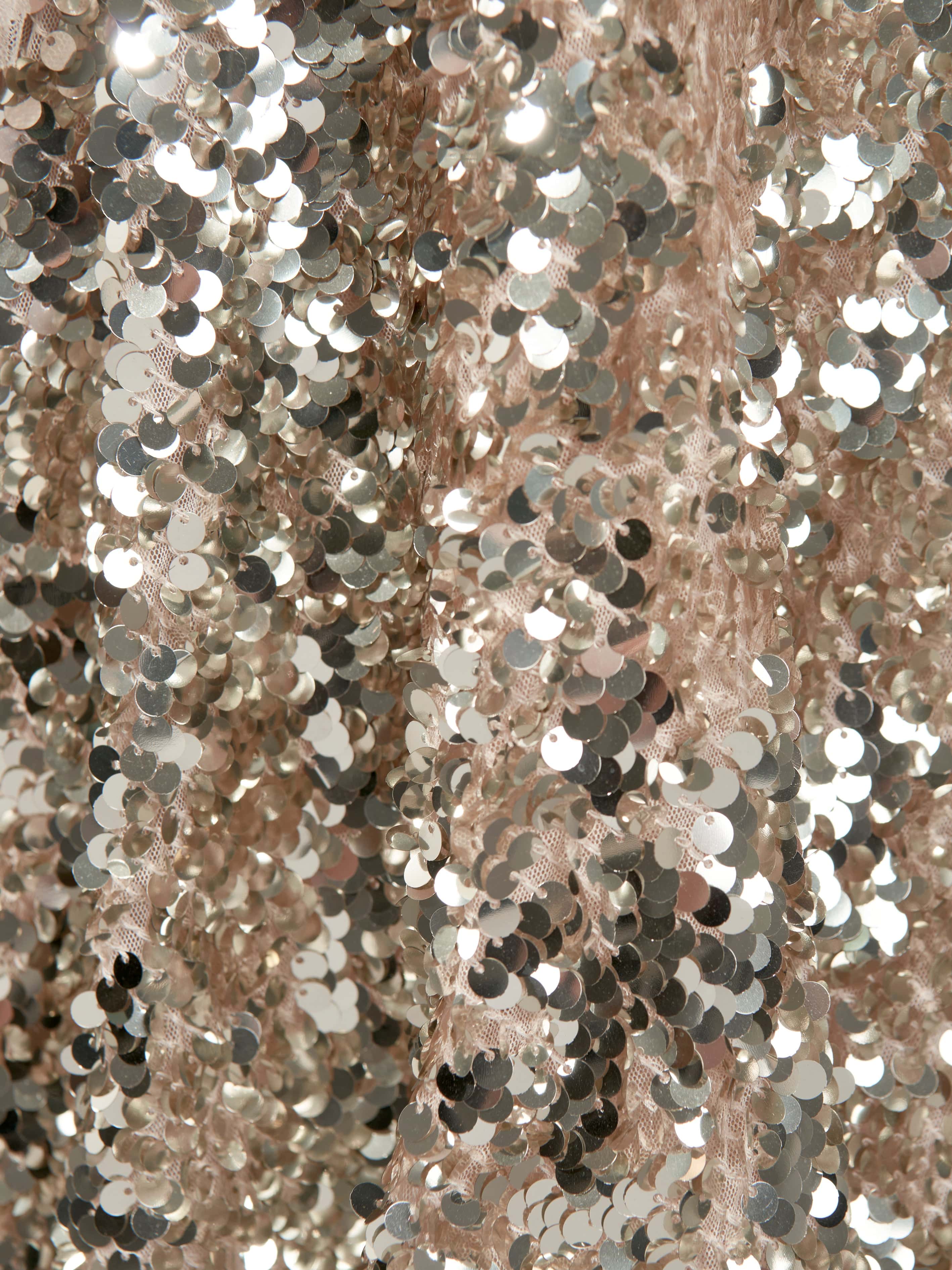 Needle & Thread Girls Hallie Sequin Dress in Silver