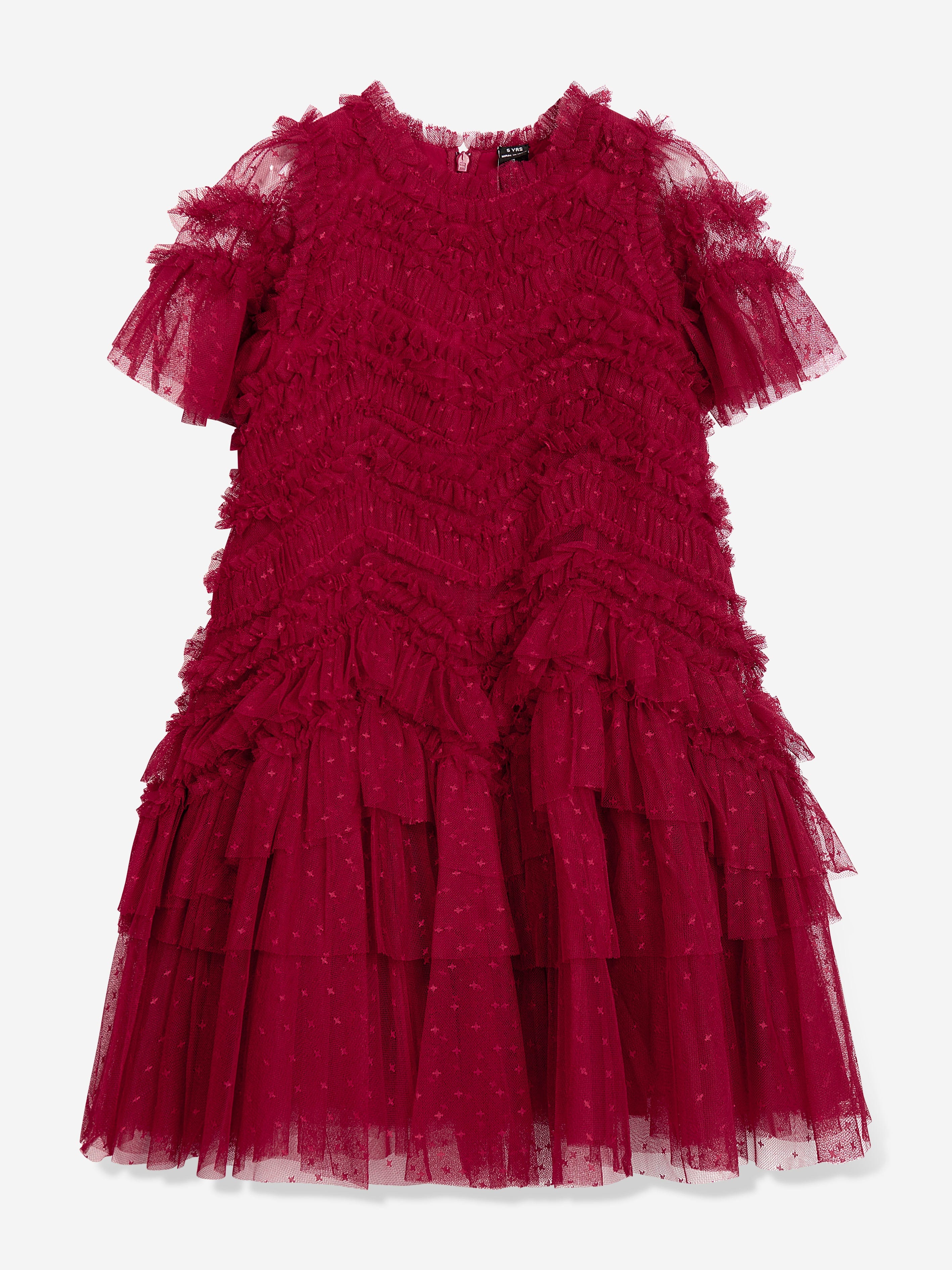 Needle & Thread Girls Elia Tulle Dress in Red