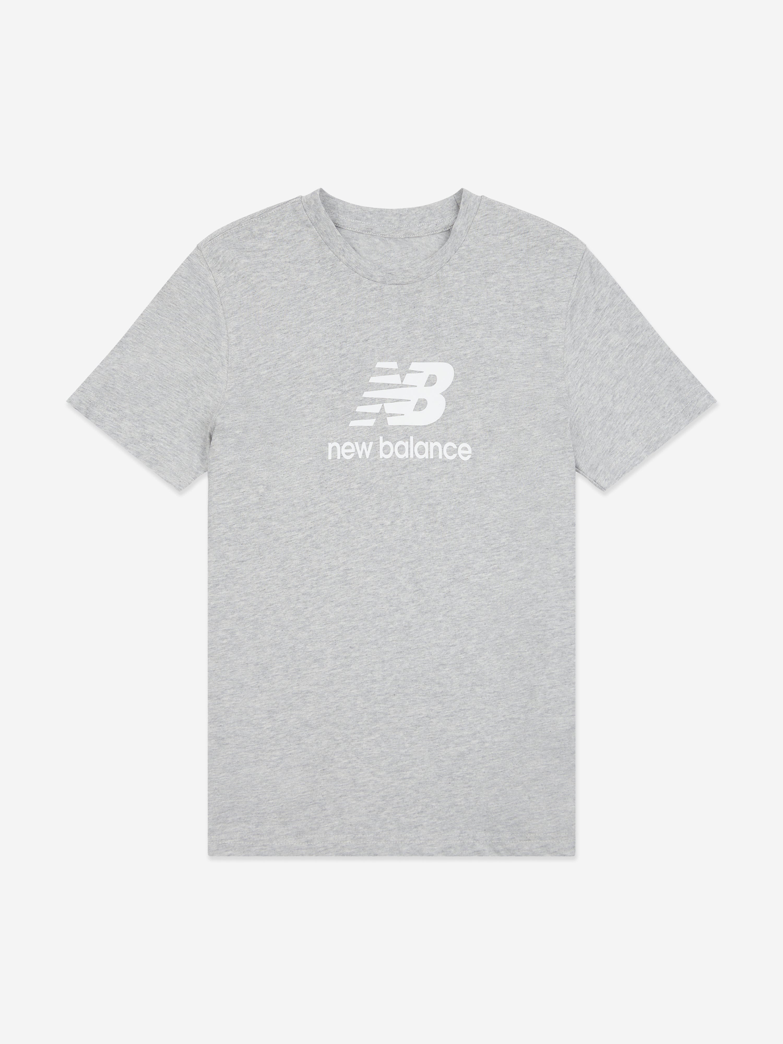 New Balance Boys Jersey Stacked Logo T-Shirt in Grey