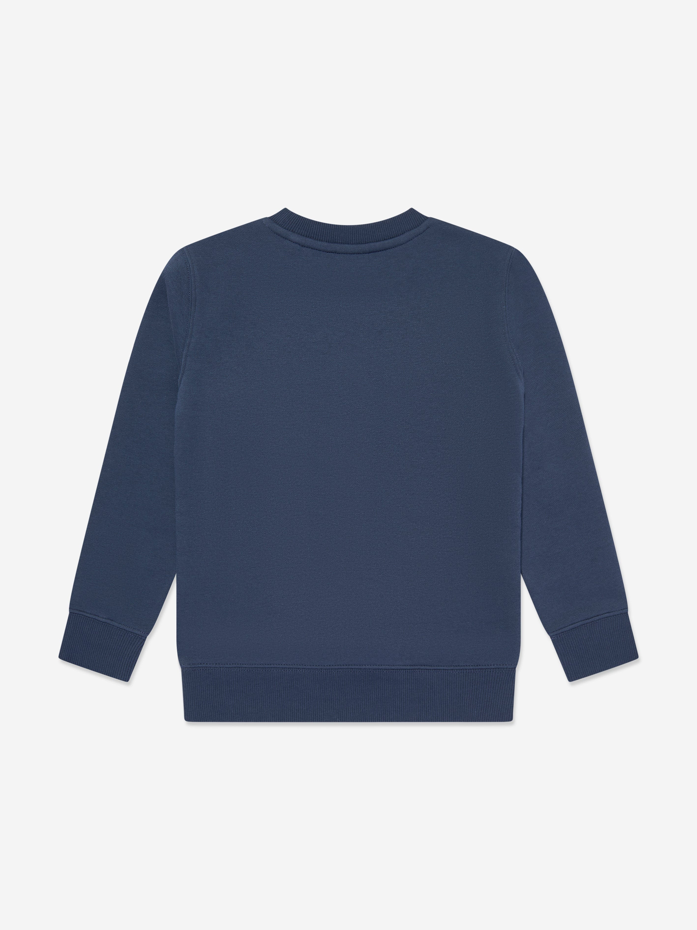 New Balance Boys Brush Back Stacked Logo Sweatshirt in Navy
