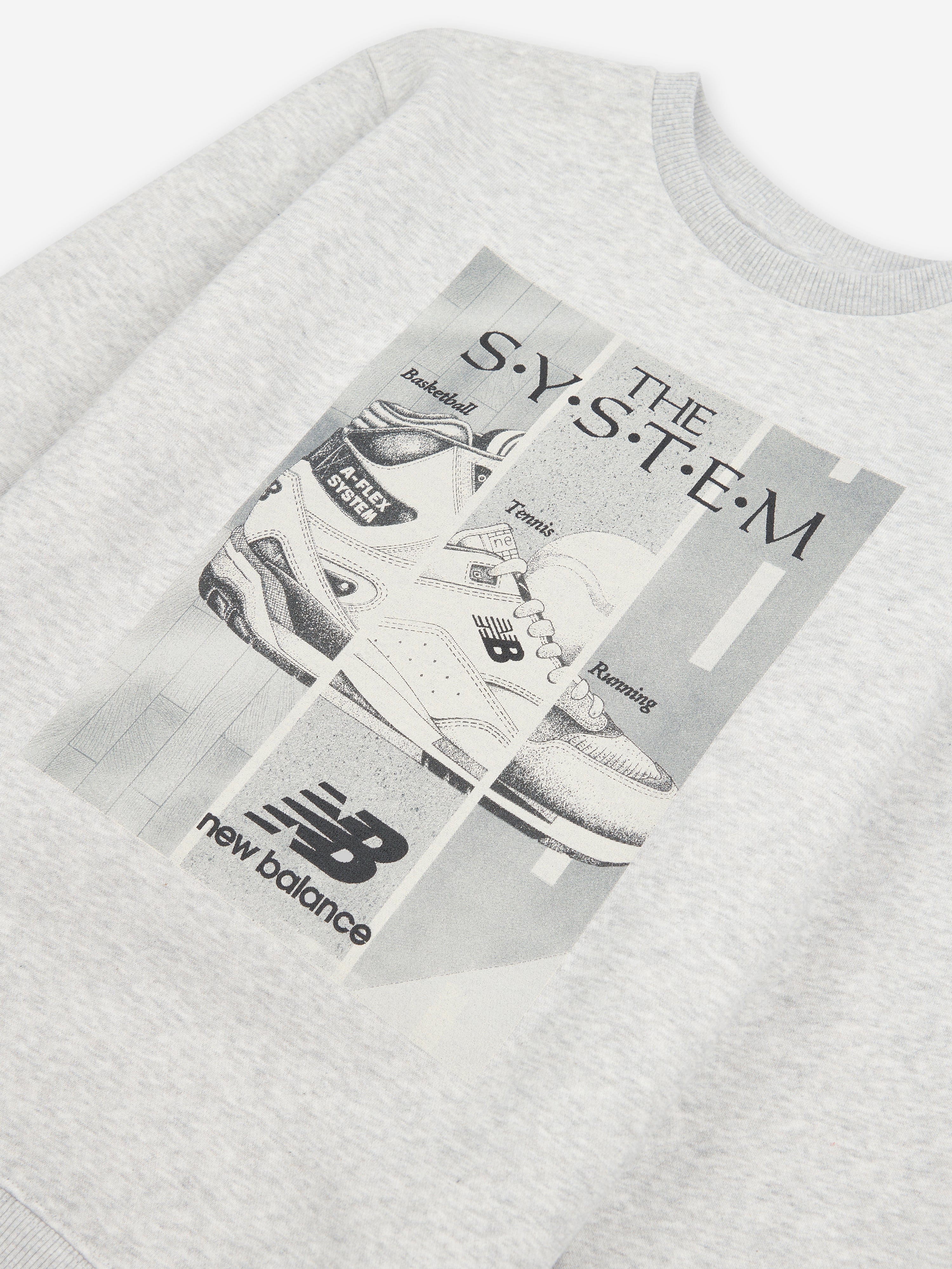 New Balance Boys The System Graphic T-Shirt in Grey