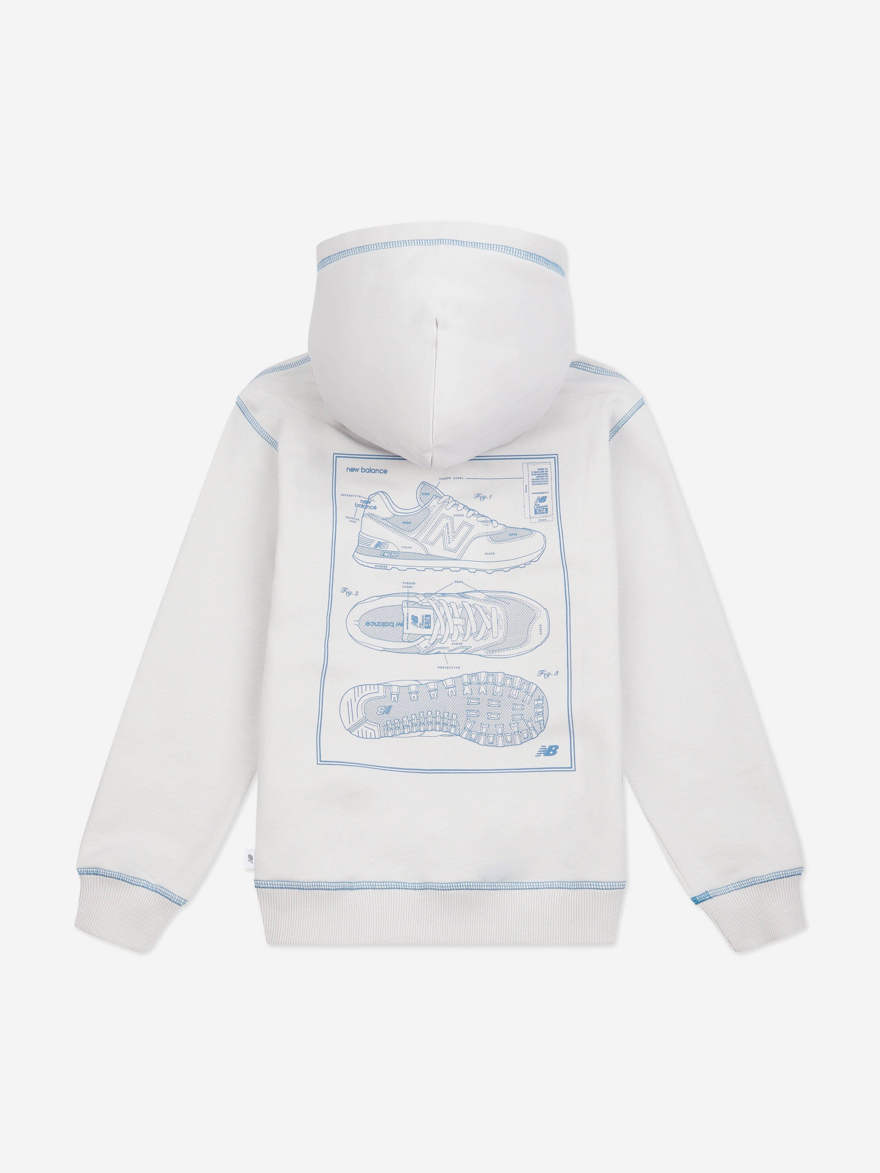 New Balance Boys 574 Diagram Hoodie in Grey