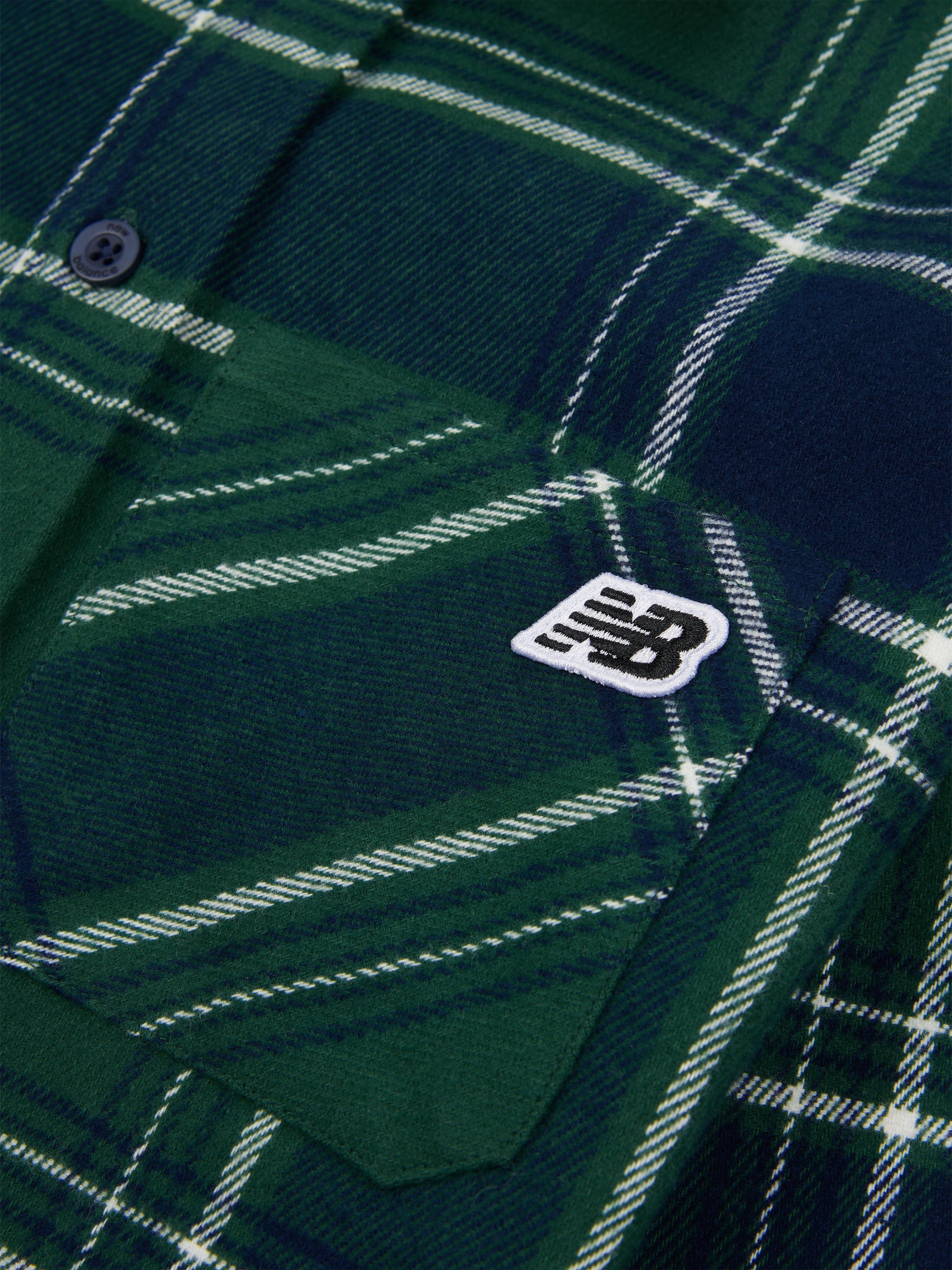 New Balance Boys Premium Checked Shirt in Green