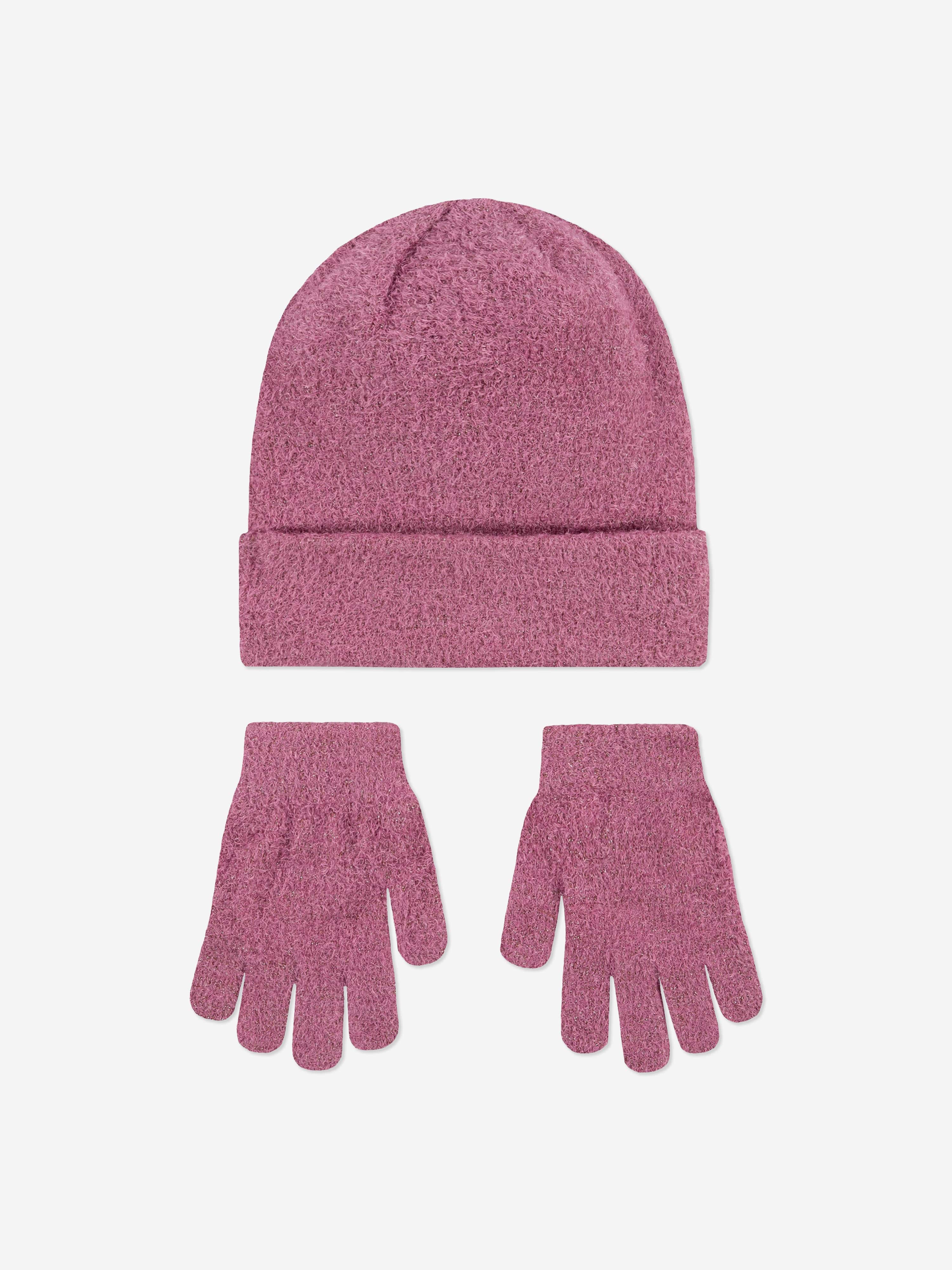 Nike Girls Twinkle Cozy Apex 2 Piece Beanie Set in Pink