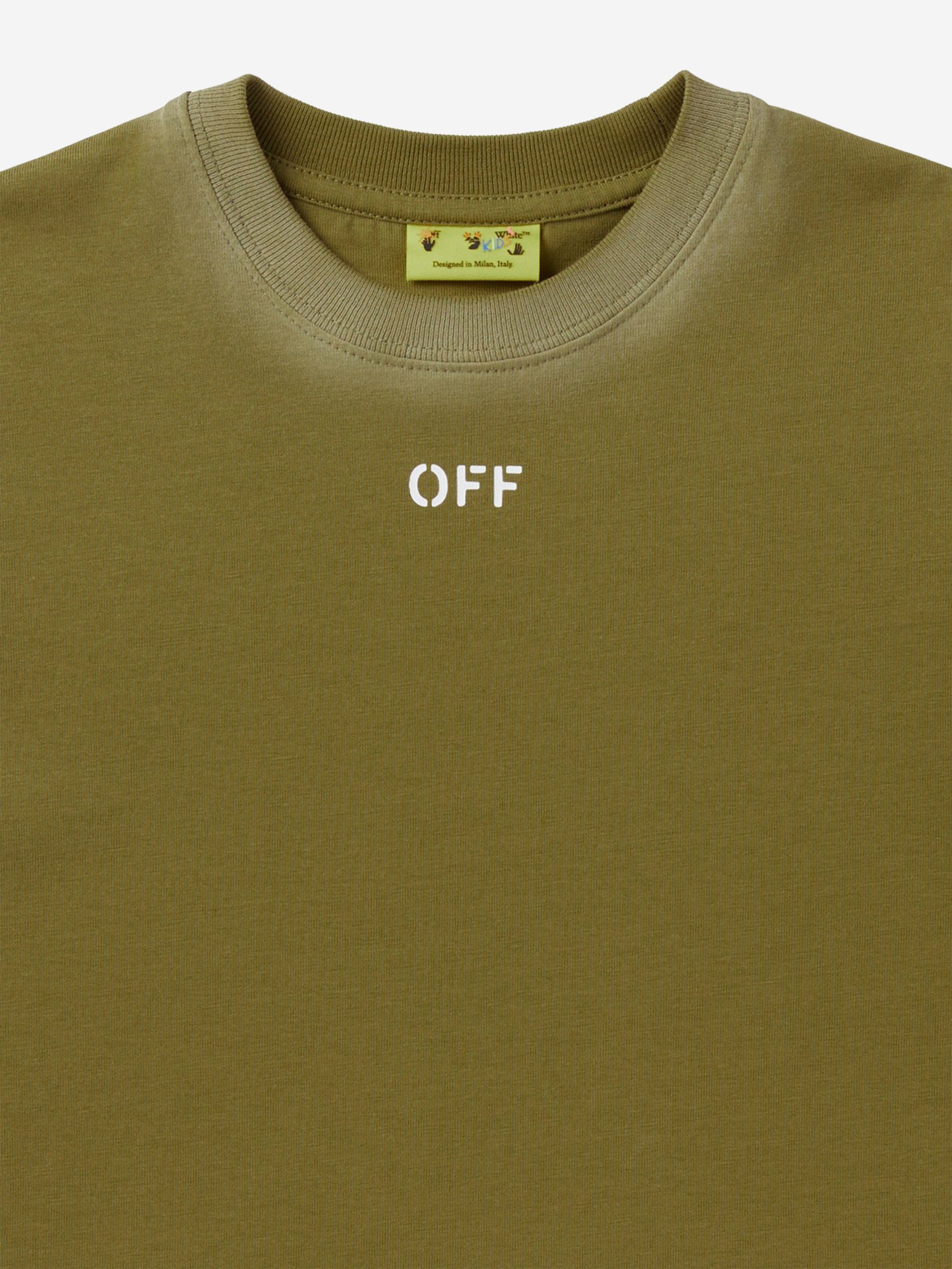 Off-White Boys Off Stamp T-Shirt in Green