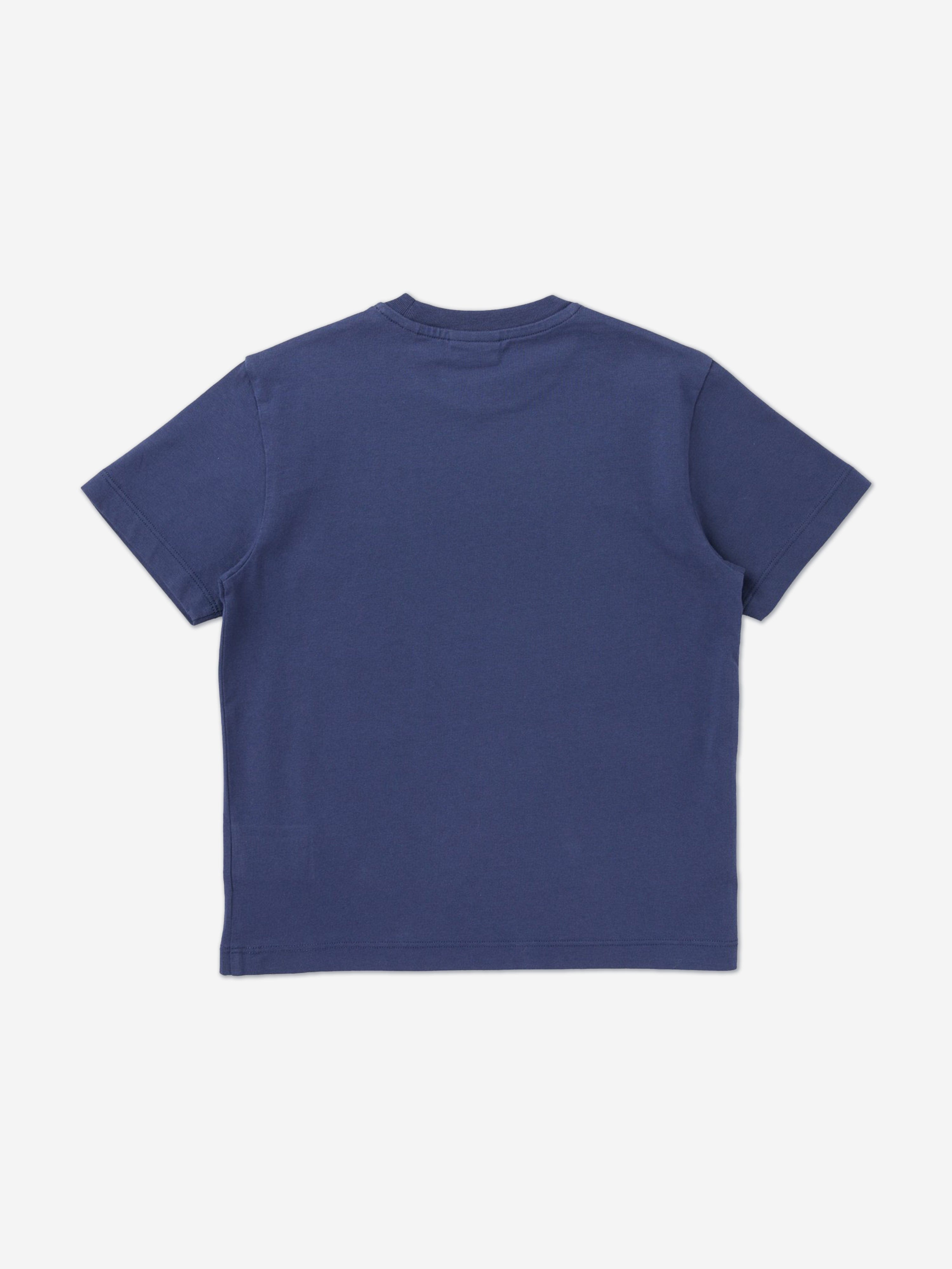 Off-White Boys Big Bookish Reflective Logo T-Shirt in Blue