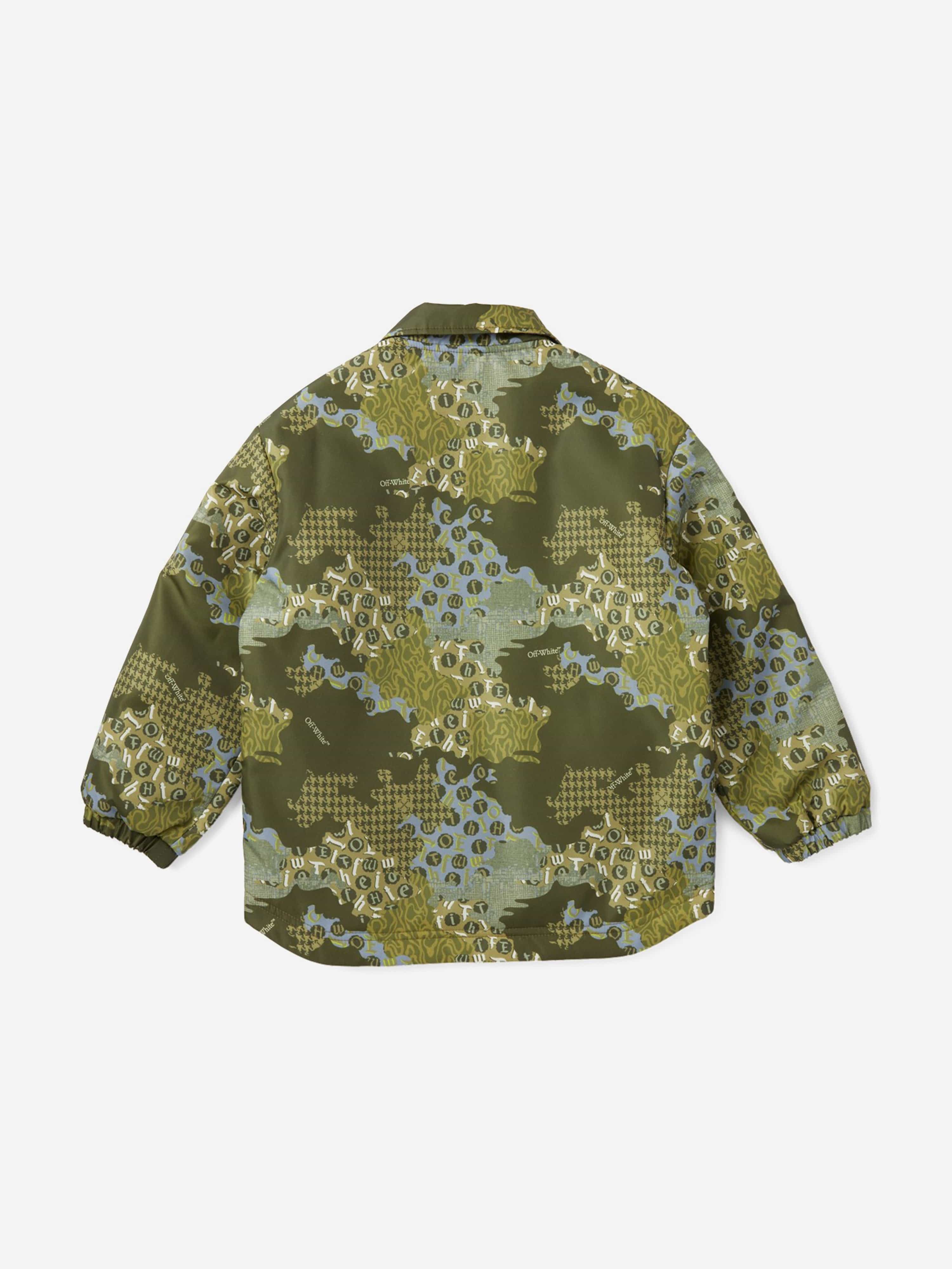 Off-White Boys Crazy Camo Padded Jacket in Green